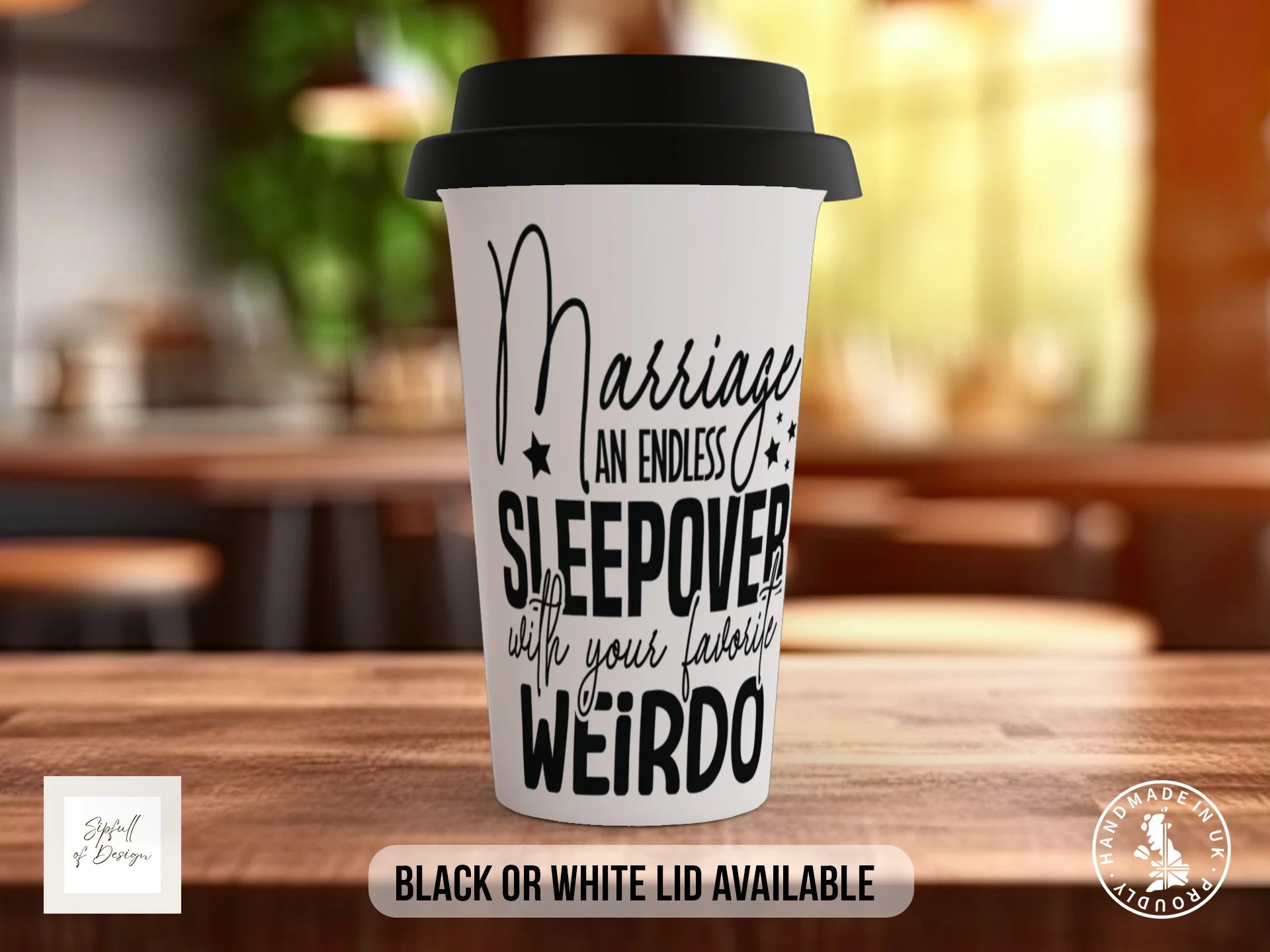 Marriage: An Endless Sleepover With Your Favourite Weirdo Mug | Funny Wedding Gift Travel Mug