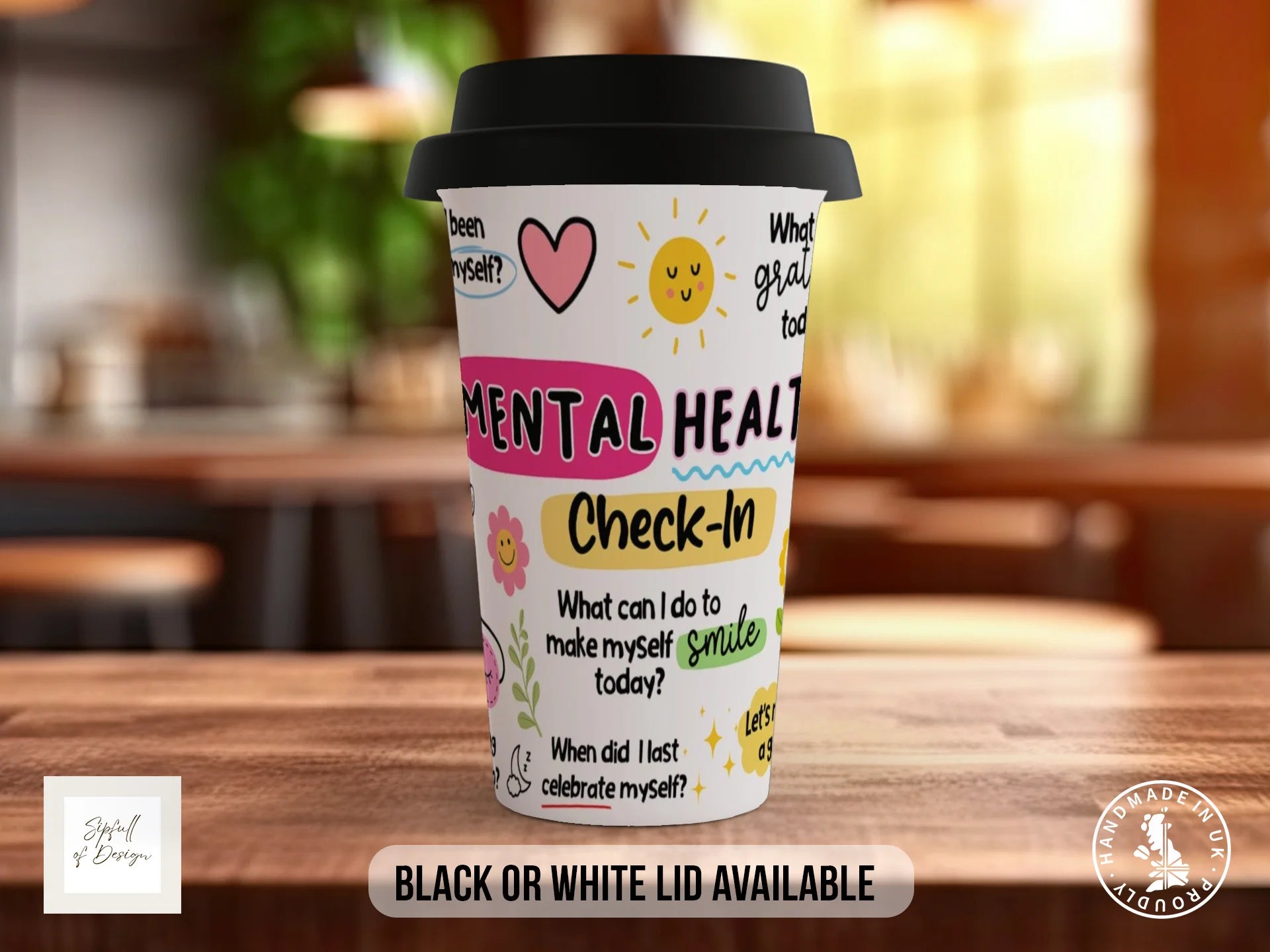 Mental Health Check-In Mug | Daily Self-Care Gift Travel Mug