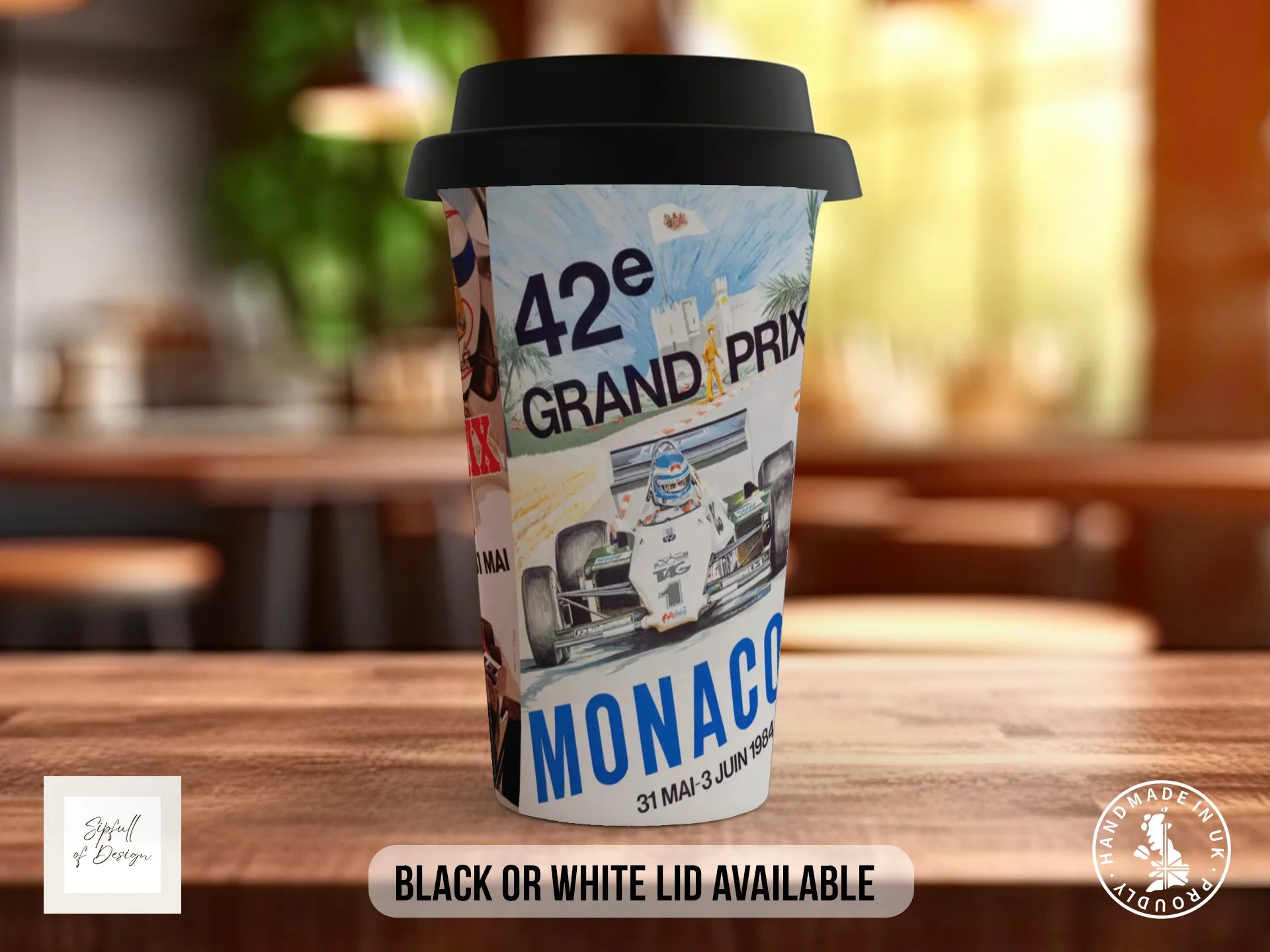 Monaco GP 70s–80s Mug | Vintage Formula 1 Motorsport Gift Travel Mug