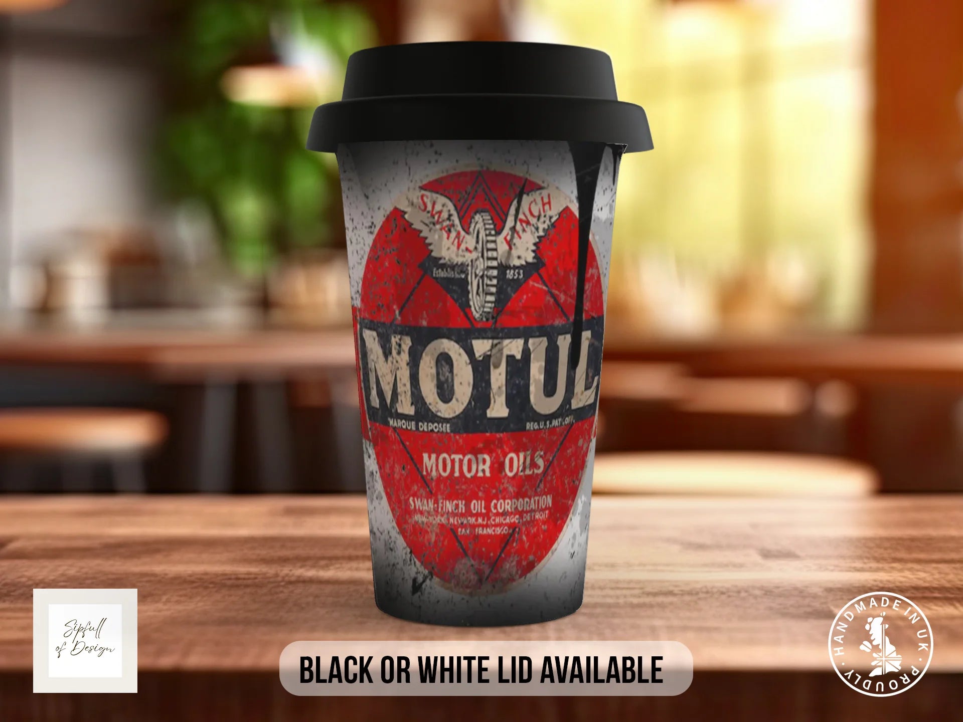 Motul Motor Oil Mug | Vintage Retro Motorsport Garage Gift Travel Mug