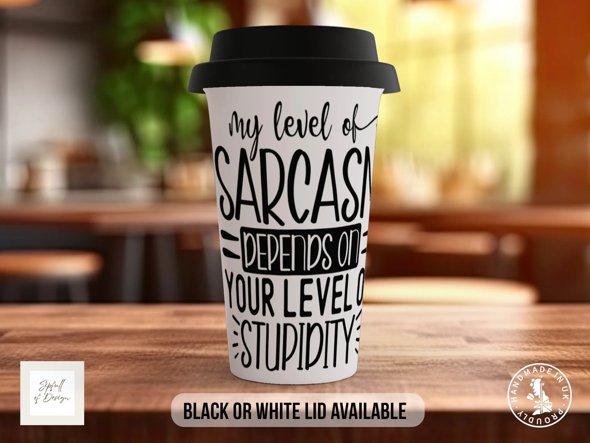My Level of Sarcasm Depends on Your Level of Stupidity Mug | Funny Sarcastic Gift Travel Mug