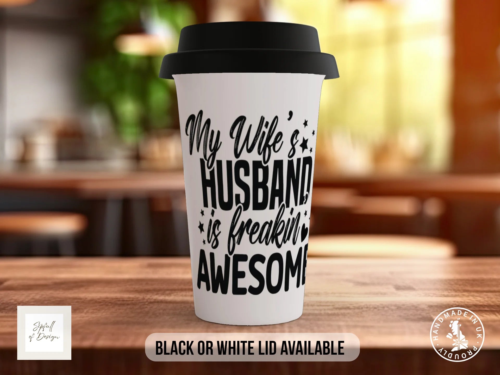 My Wife's Husband Is Freakin' Awesome Mug | Funny Gift for Him Travel Mug