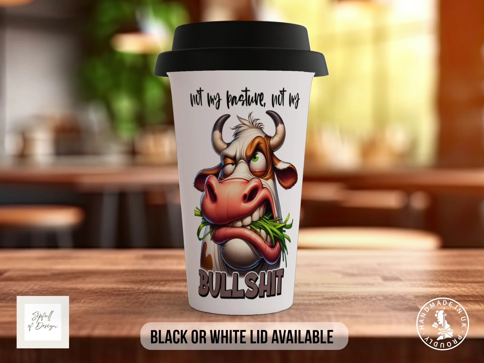 Not My Pasture Not My Bullsh*t Cow Mug | Funny Sarcastic Gift Travel Mug