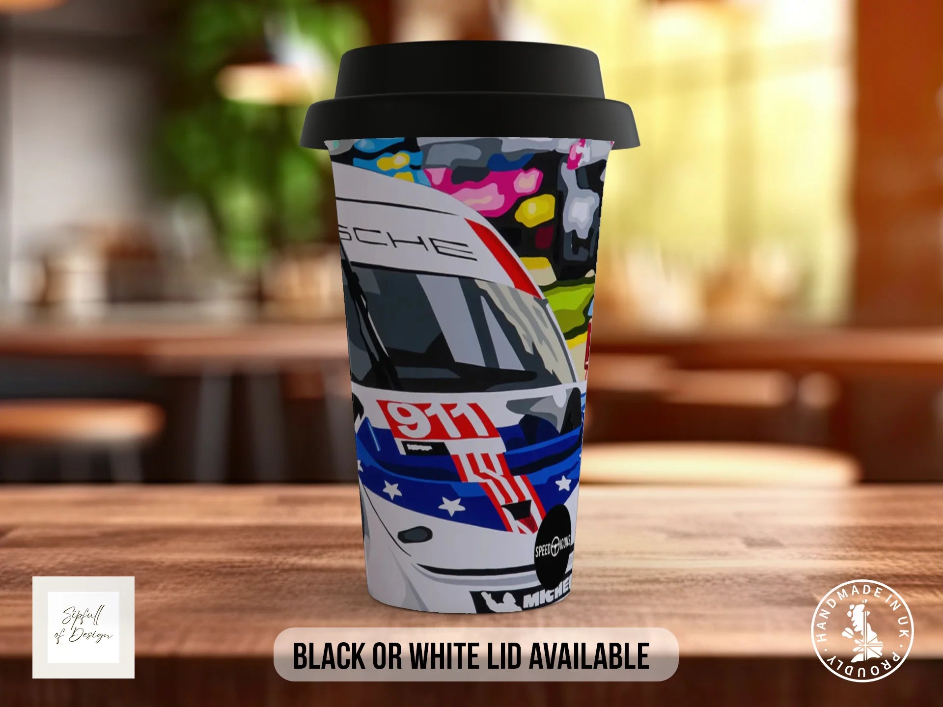 Porsche 911 RSR Sebring Mug | Joel Clark Signature — 70th Anniversary Travel Mug