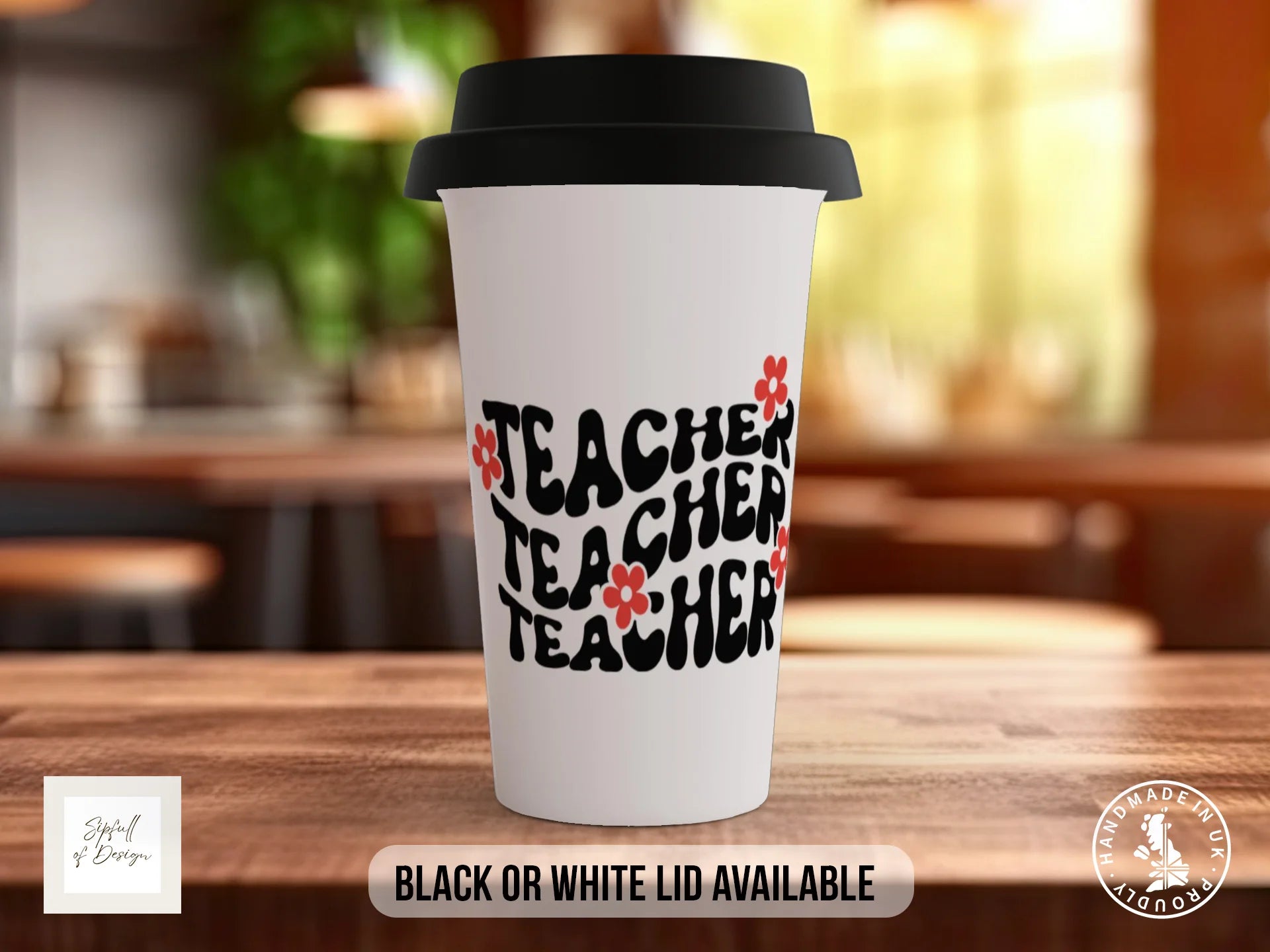 Retro Teacher Mug with Flowers | Floral Teacher Gift Travel Mug