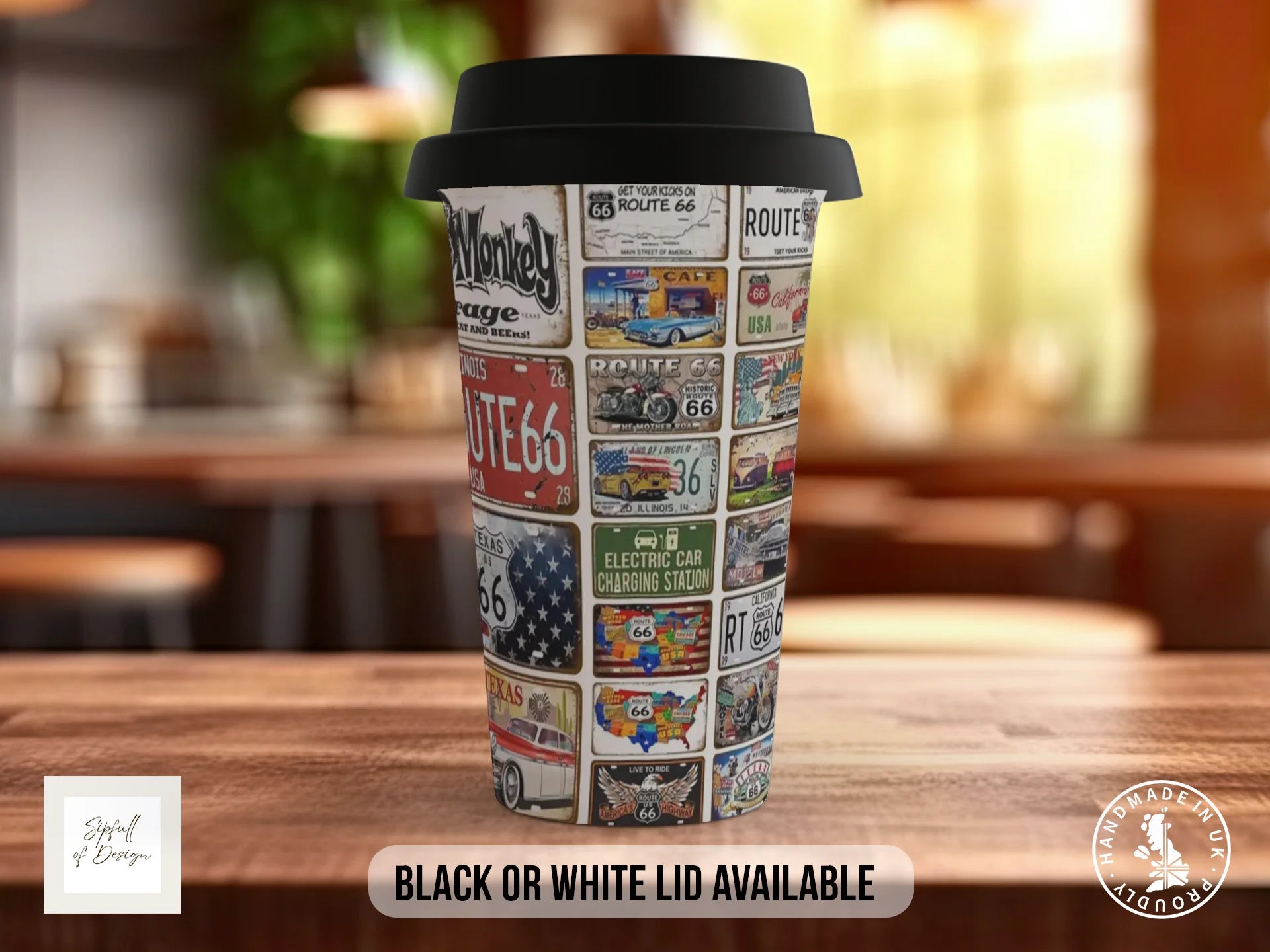 Route 66 Live to Ride Mug | Vintage Biker Americana Gift Travel Mug