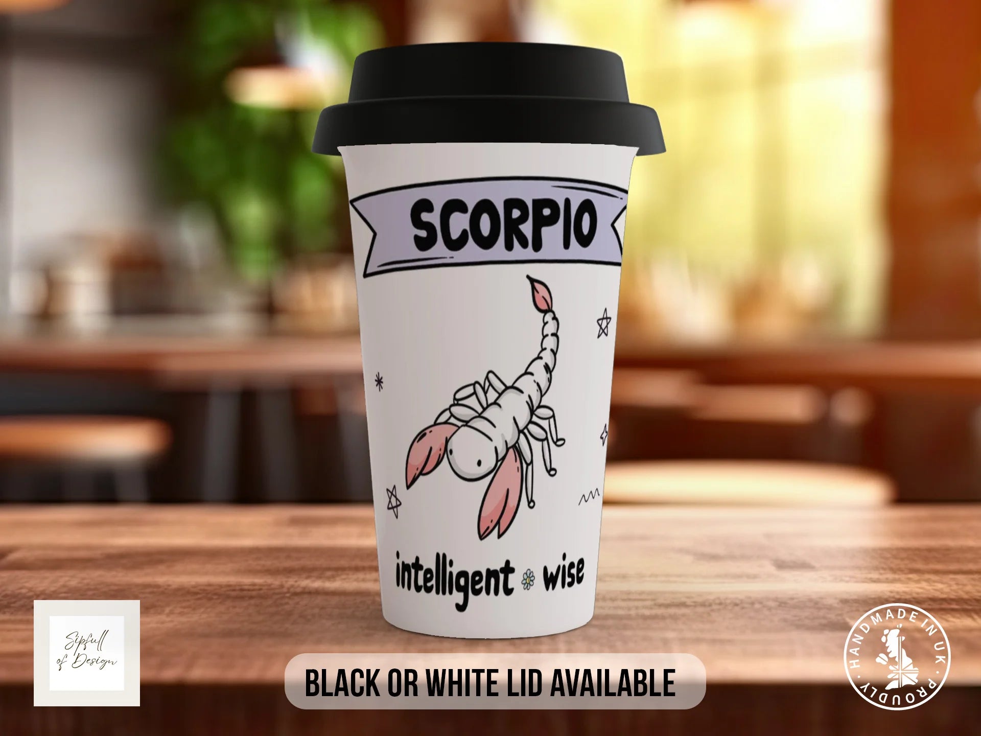 Scorpio Zodiac Mug | Intelligent & Wise | Cute Zodiac Gift Travel Mug