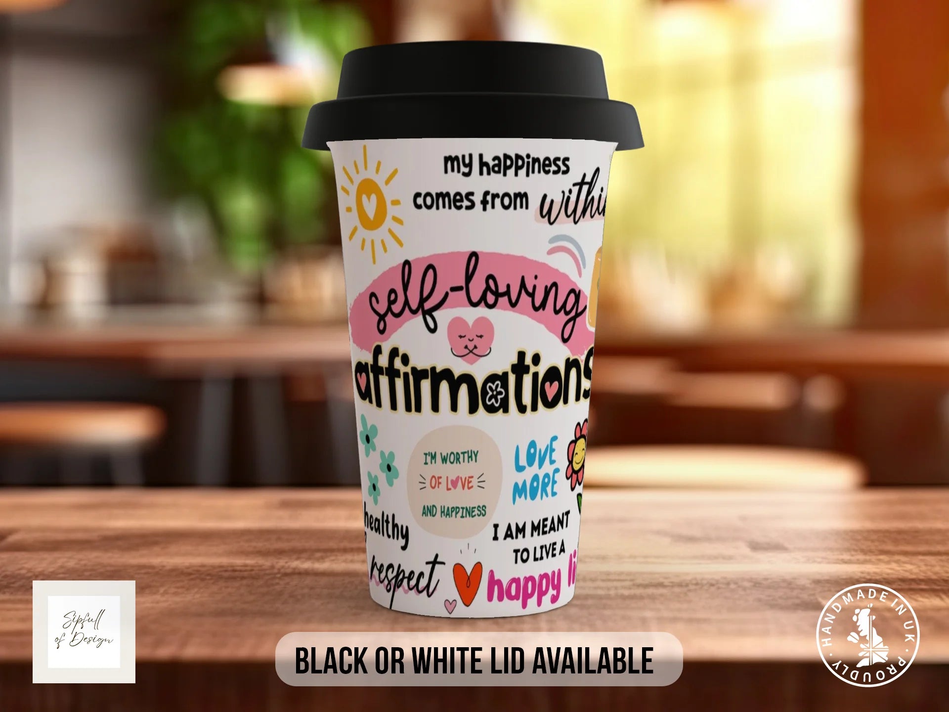 Self-Loving Affirmations Mug | Illustrated Self-Love Gift Mug Travel Mug