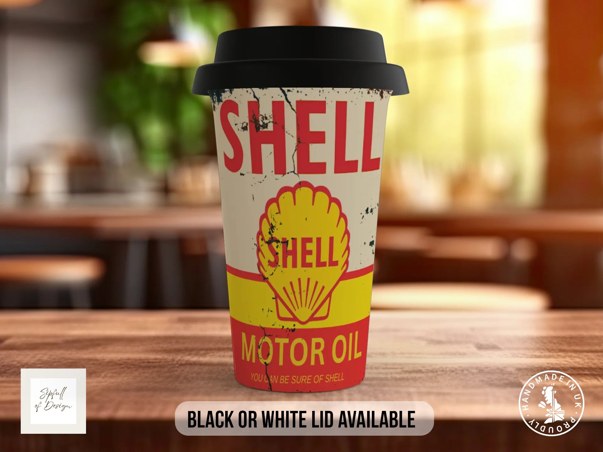 Shell Motor Oil Mug – Vintage Petrol Can Gift Travel Mug