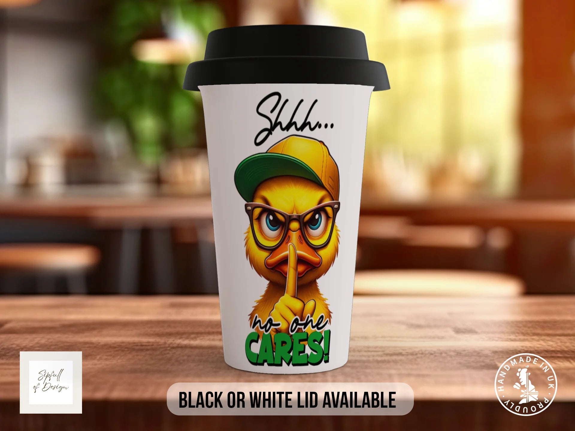 Shhh No One Cares Duck Mug | Funny Sarcastic Gift Travel Mug
