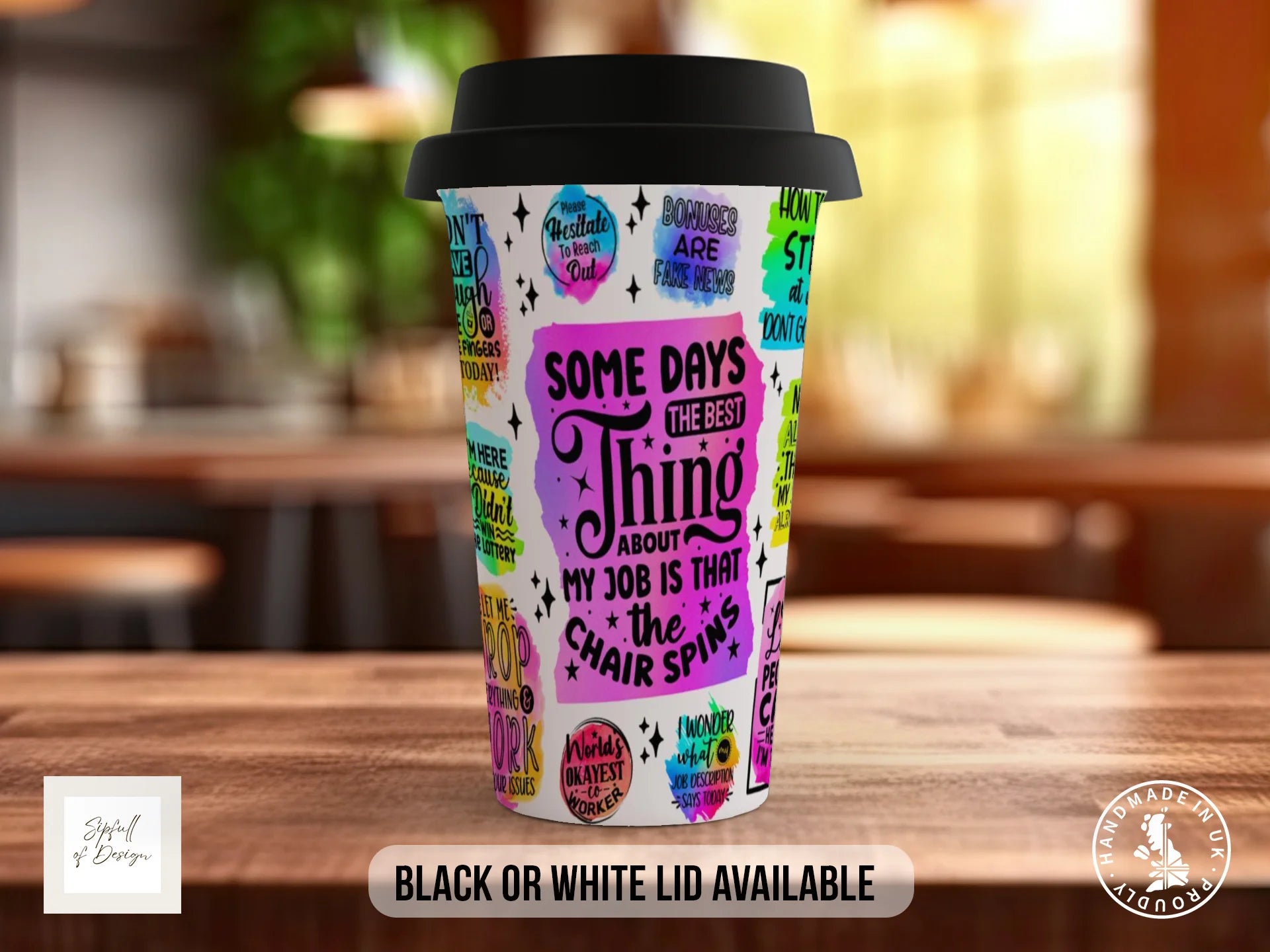 The Best Thing About My Job is the Chair Spins Mug | Funny Office Gift Travel Mug