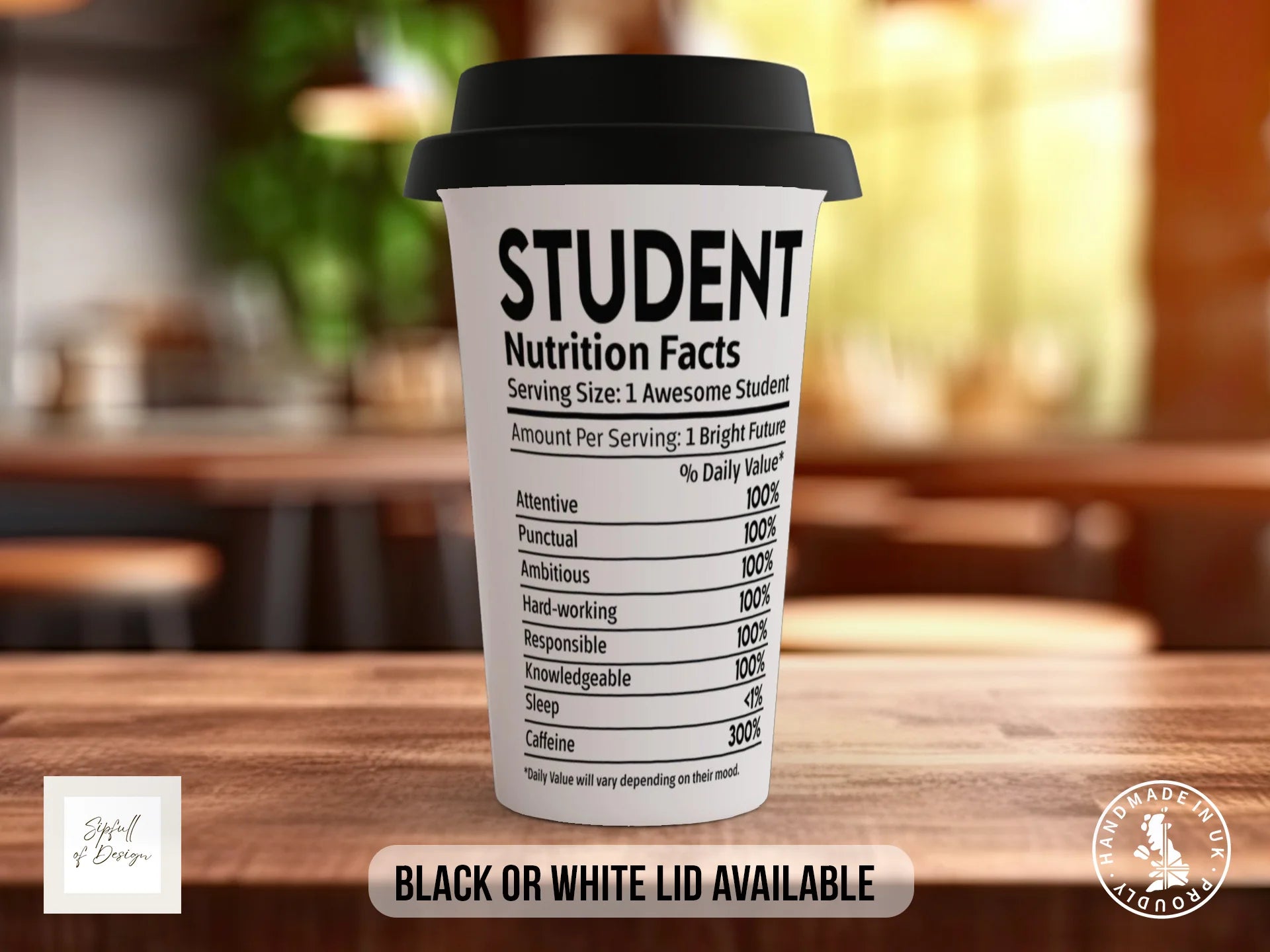 Student Nutrition Facts Mug | Funny Student Gift Travel Mug