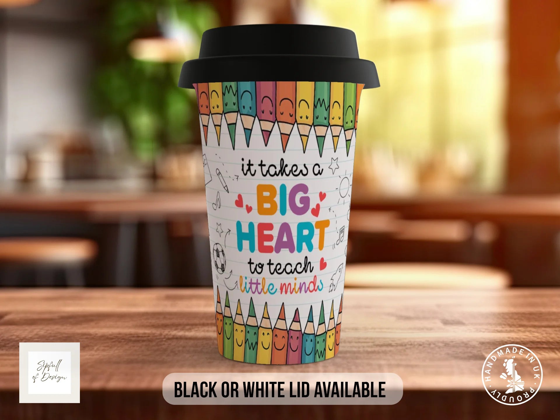 Big Heart Teacher Mug | “It Takes a Big Heart to Teach Little Minds” Travel Mug
