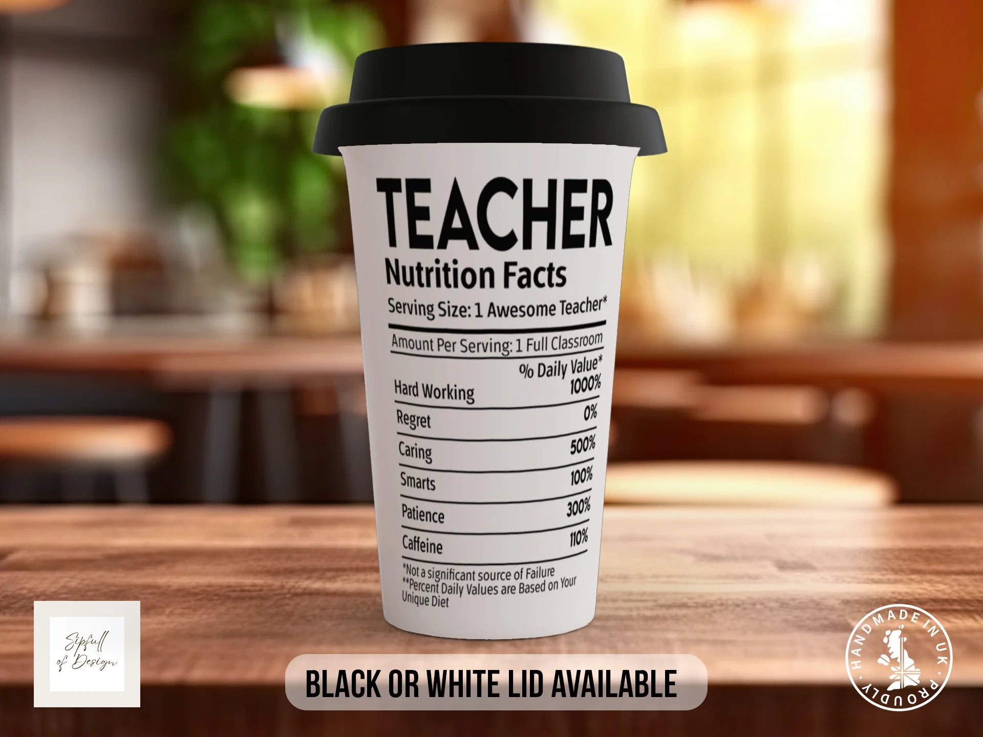 Teacher Nutrition Facts Mug | Funny Teacher Gift Travel Mug