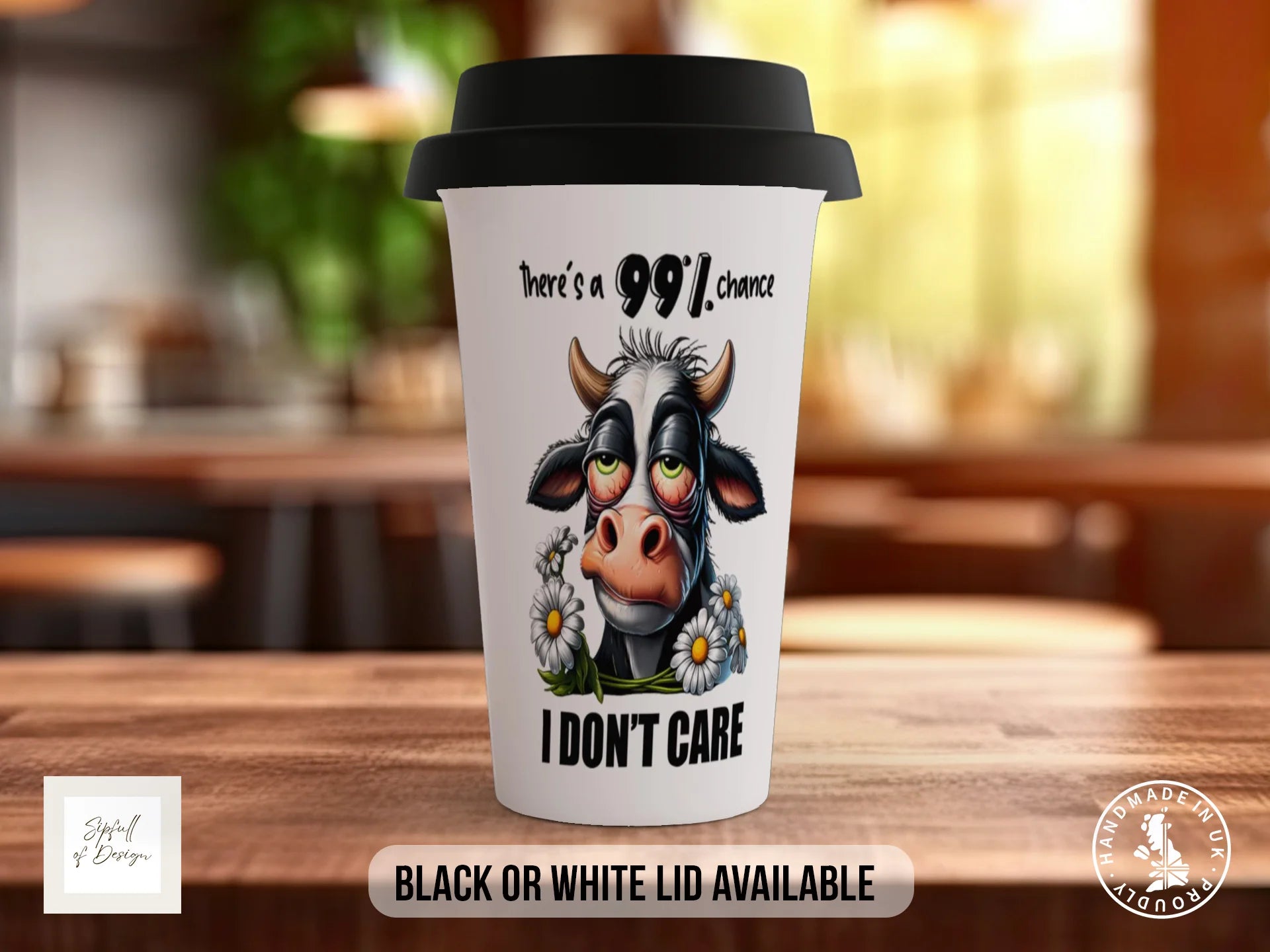 There's a 99% Chance I Don't Care Cow Mug | Funny Sarcastic Gift Travel Mug