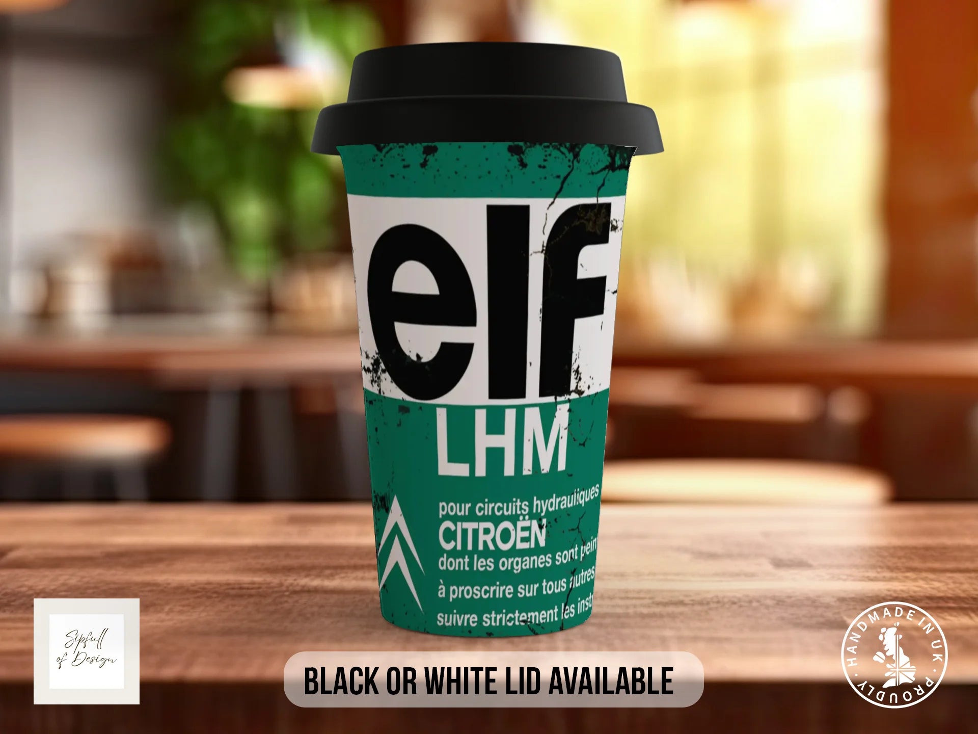 Elf LHM Mug | Vintage Citroën Hydraulic Fluid Gift for Classic Car Fans Travel Mug