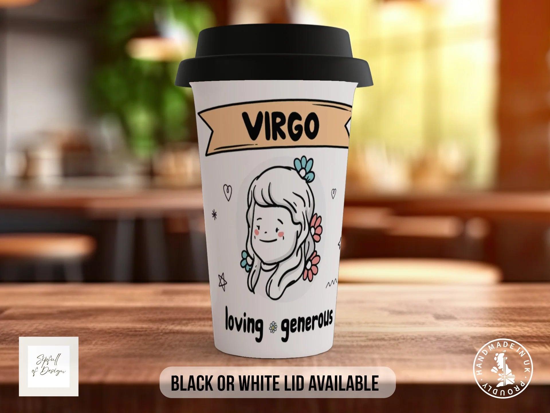 Virgo Zodiac Mug | Loving & Generous | Cute Zodiac Gift Travel Mug