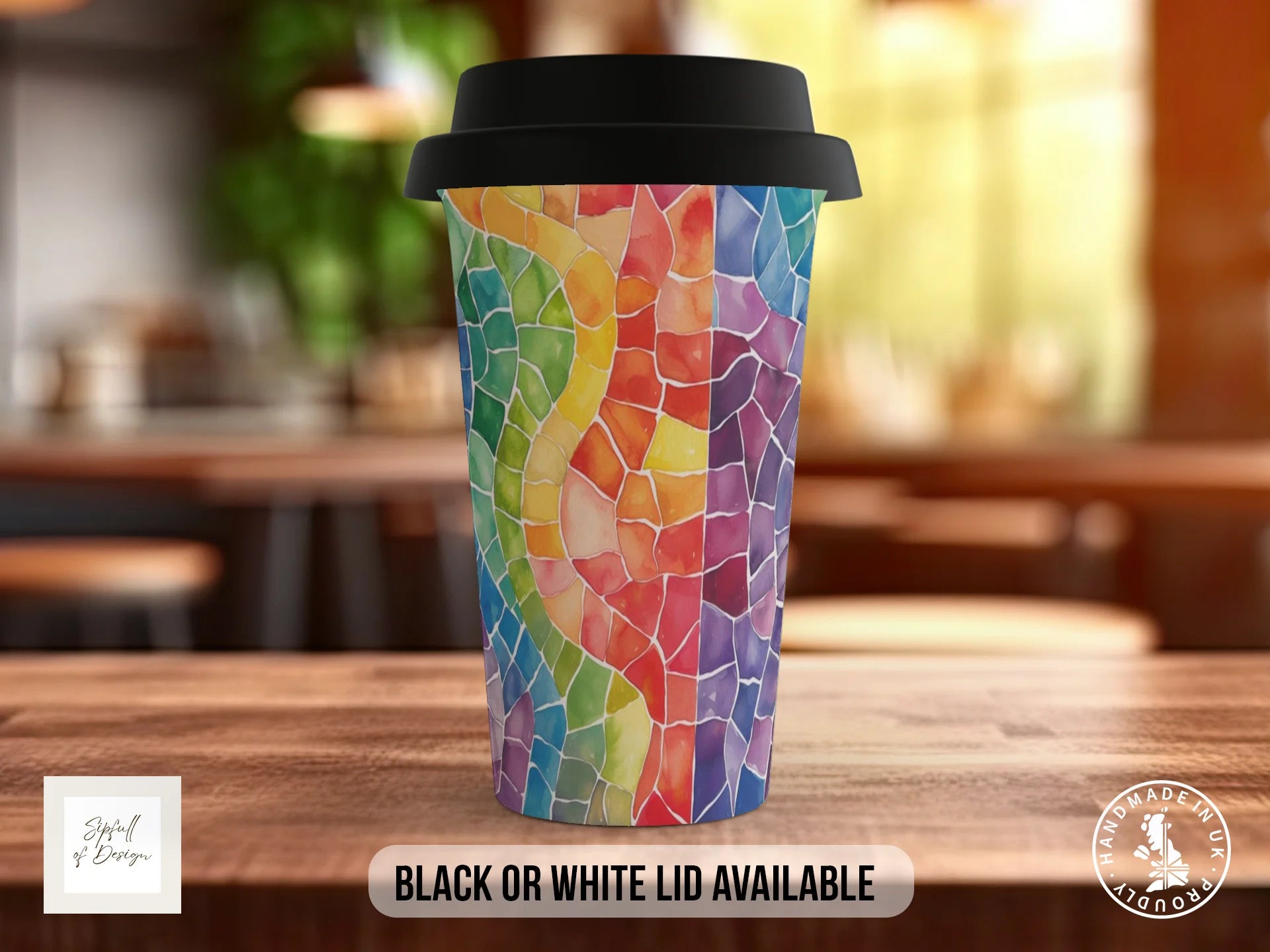 Stained Glass Full Wrap Mug – Design 5 | Chaos & Calm Dual Window | Art Mug Travel Mug