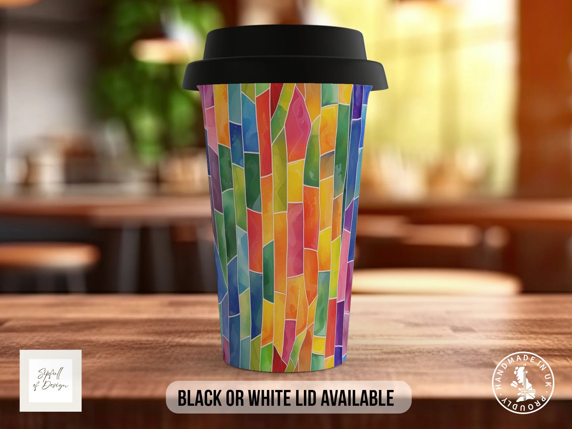 Stained Glass Full Wrap Mug – Design 11 | Gothic Cathedral Columns | Art Mug Travel Mug