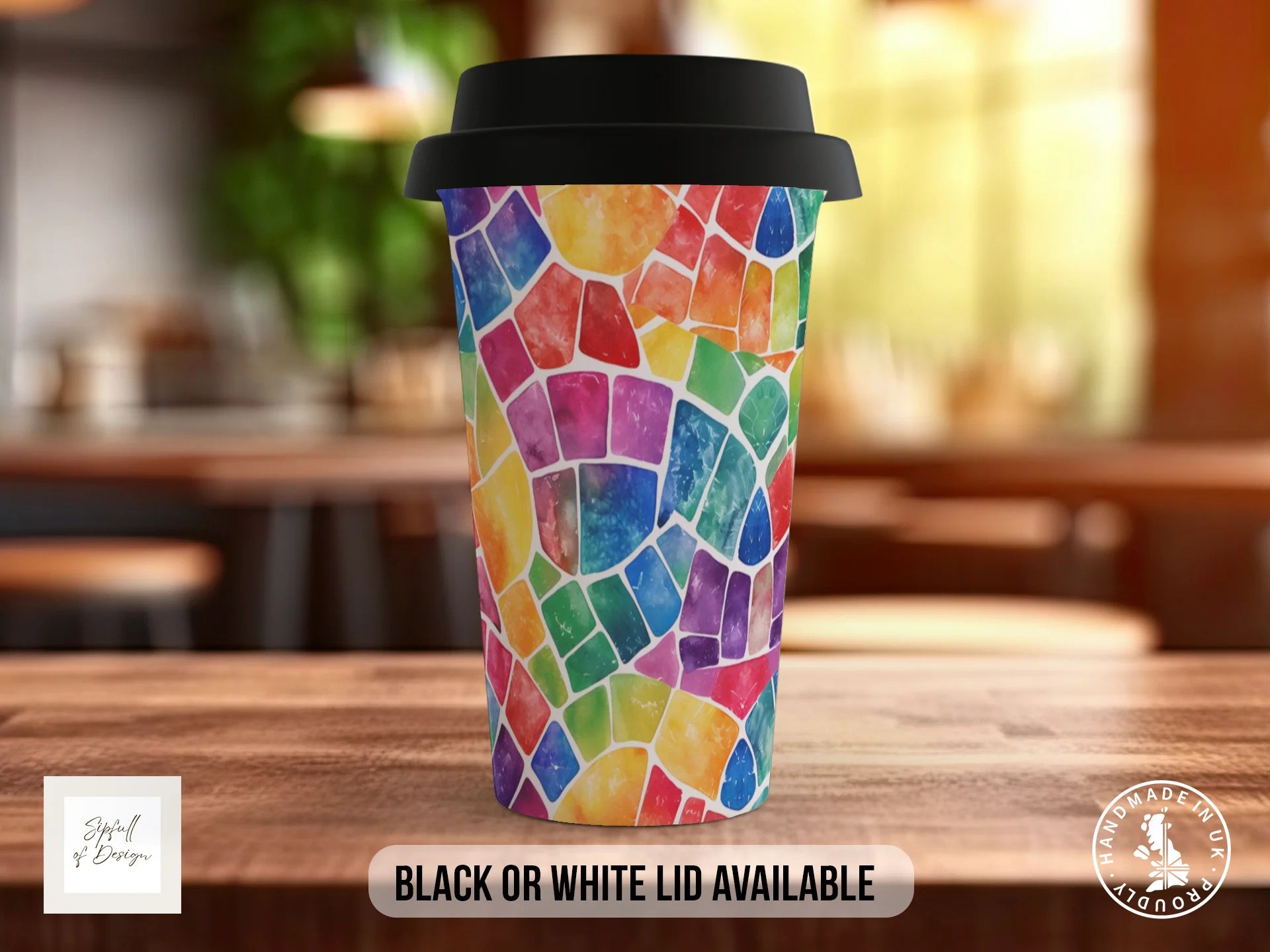 Stained Glass Full Wrap Mug – Design 1 | Gaudí Casa Batlló Mosaic | Art Mug Travel Mug
