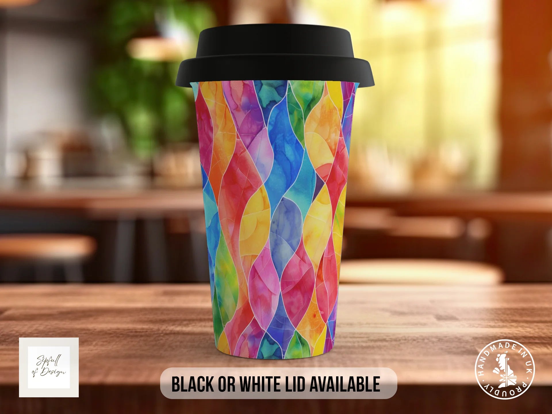 Stained Glass Full Wrap Mug – Design 3 | Moroccan Lantern Lattice | Art Mug Travel Mug