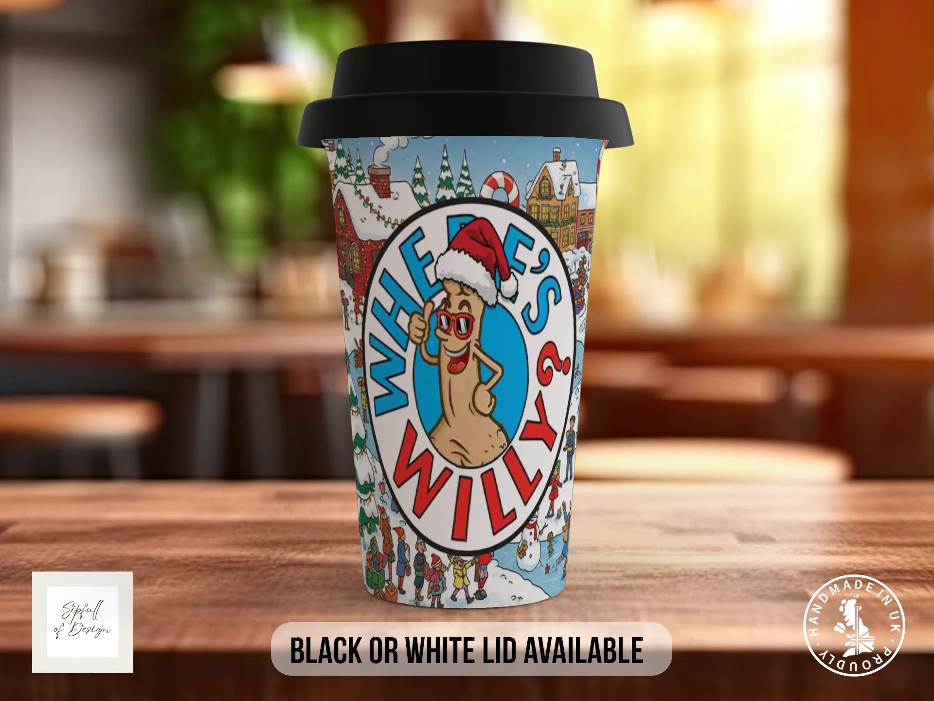 Where's Willy? Christmas Mug | Funny Secret Santa Gift Travel Mug