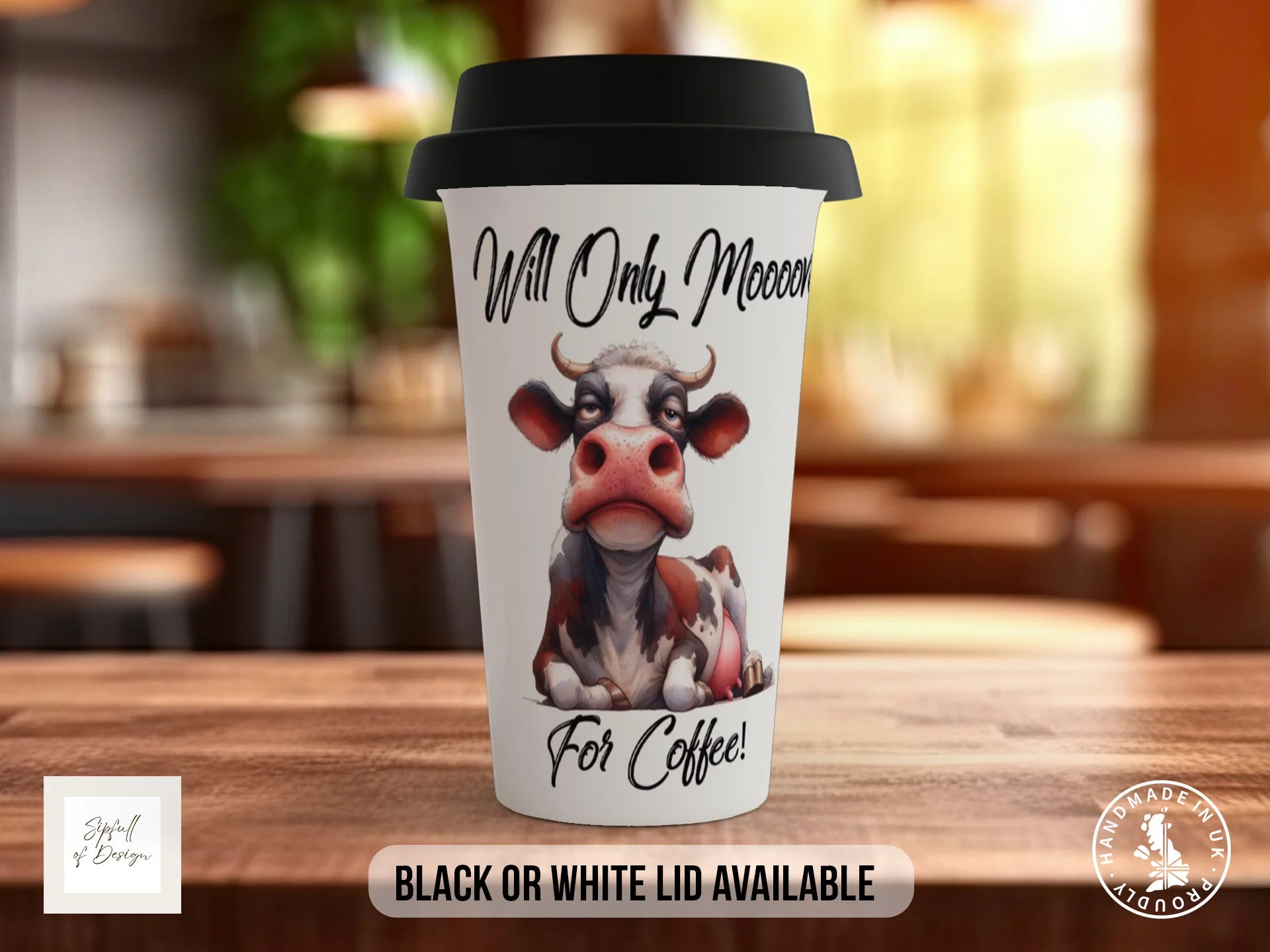 Will Only Moooove For Coffee Cow Mug | Funny Gift Travel Mug