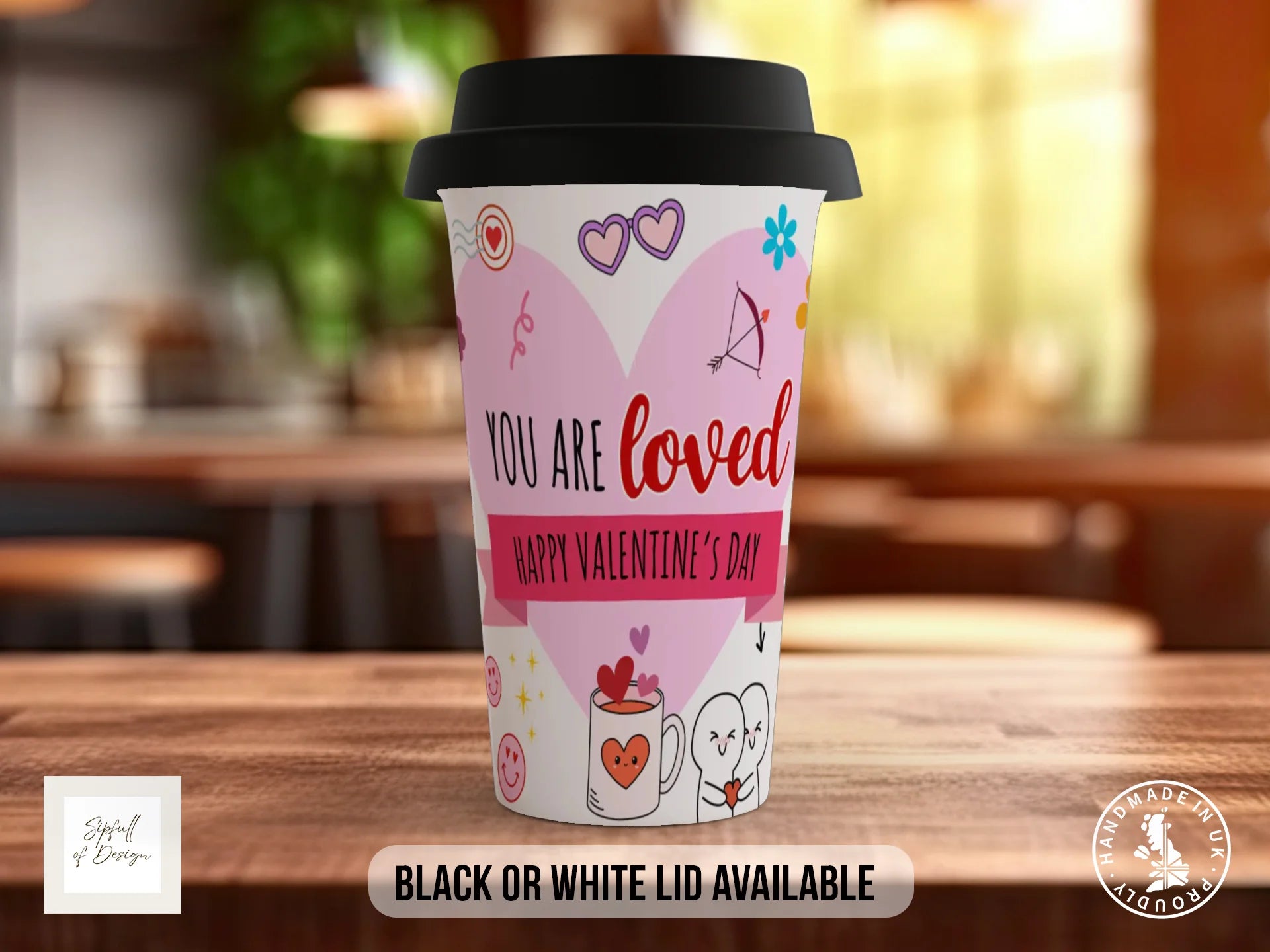 You Are Loved Mug | Happy Valentine's Day Doodle Gift Travel Mug