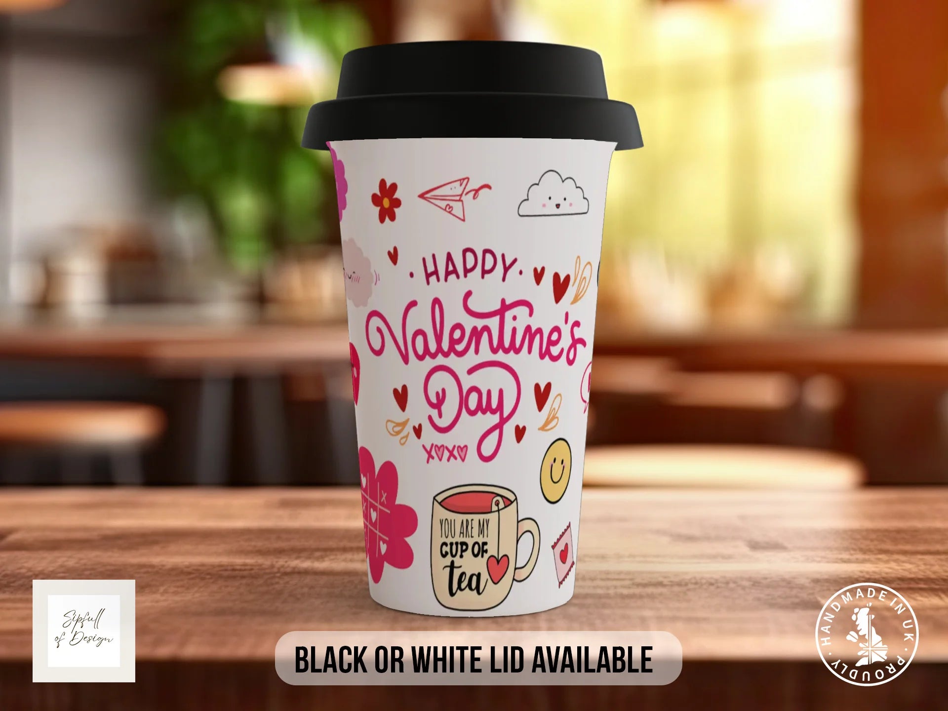 You Are My Cup of Tea Mug | Happy Valentine's Day Doodle Gift Travel Mug