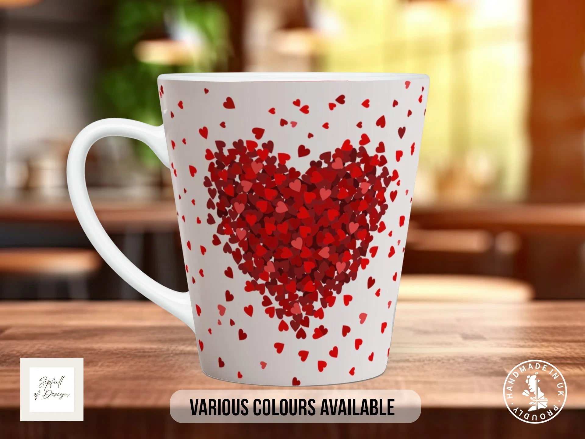 Valentine's Heart Mug | Mini Heart Confetti Design Romantic Gift 12oz Latte