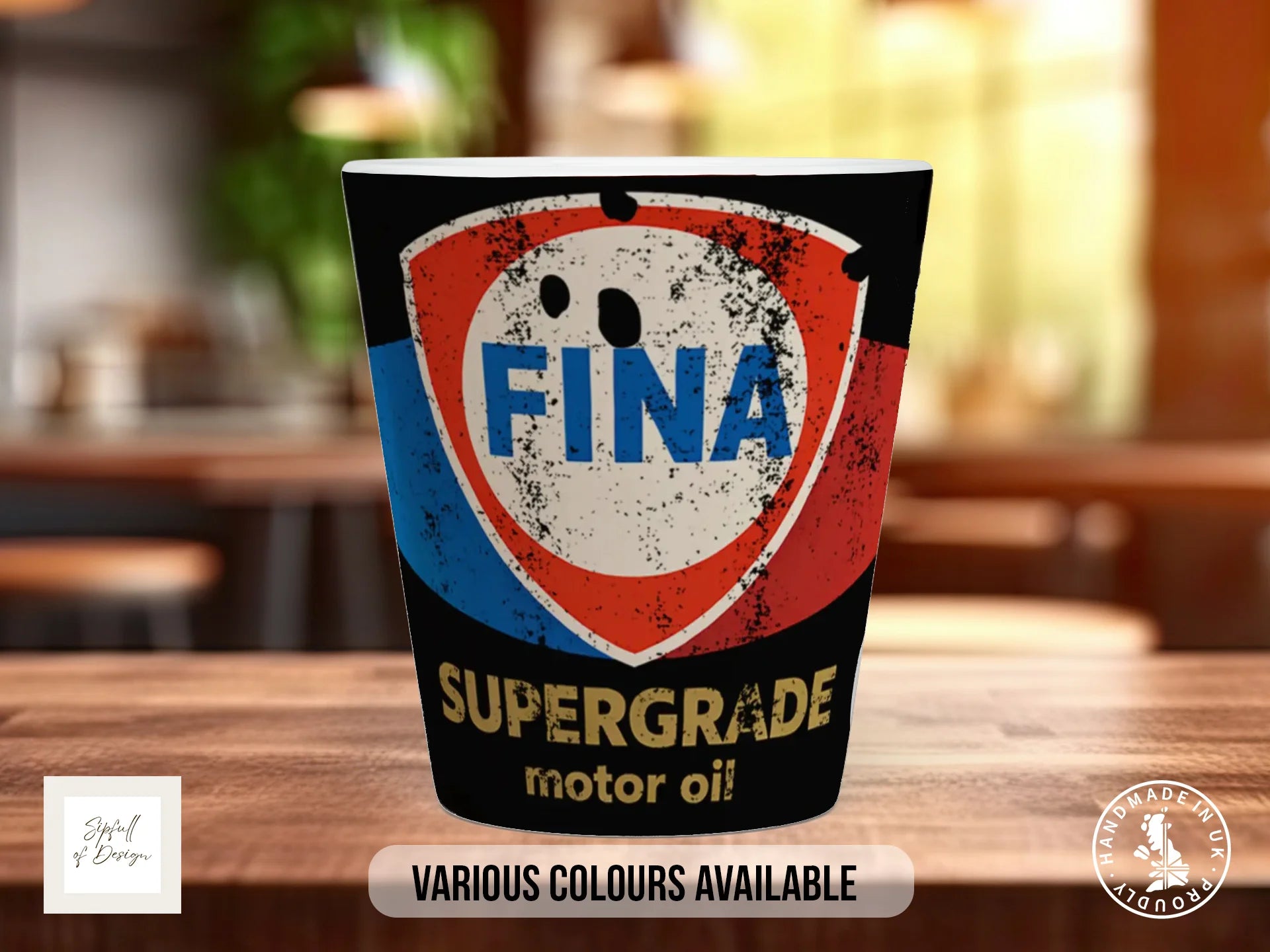 Fina Supergrade Motor Oil Mug | Vintage Retro Garage Gift 12oz Latte