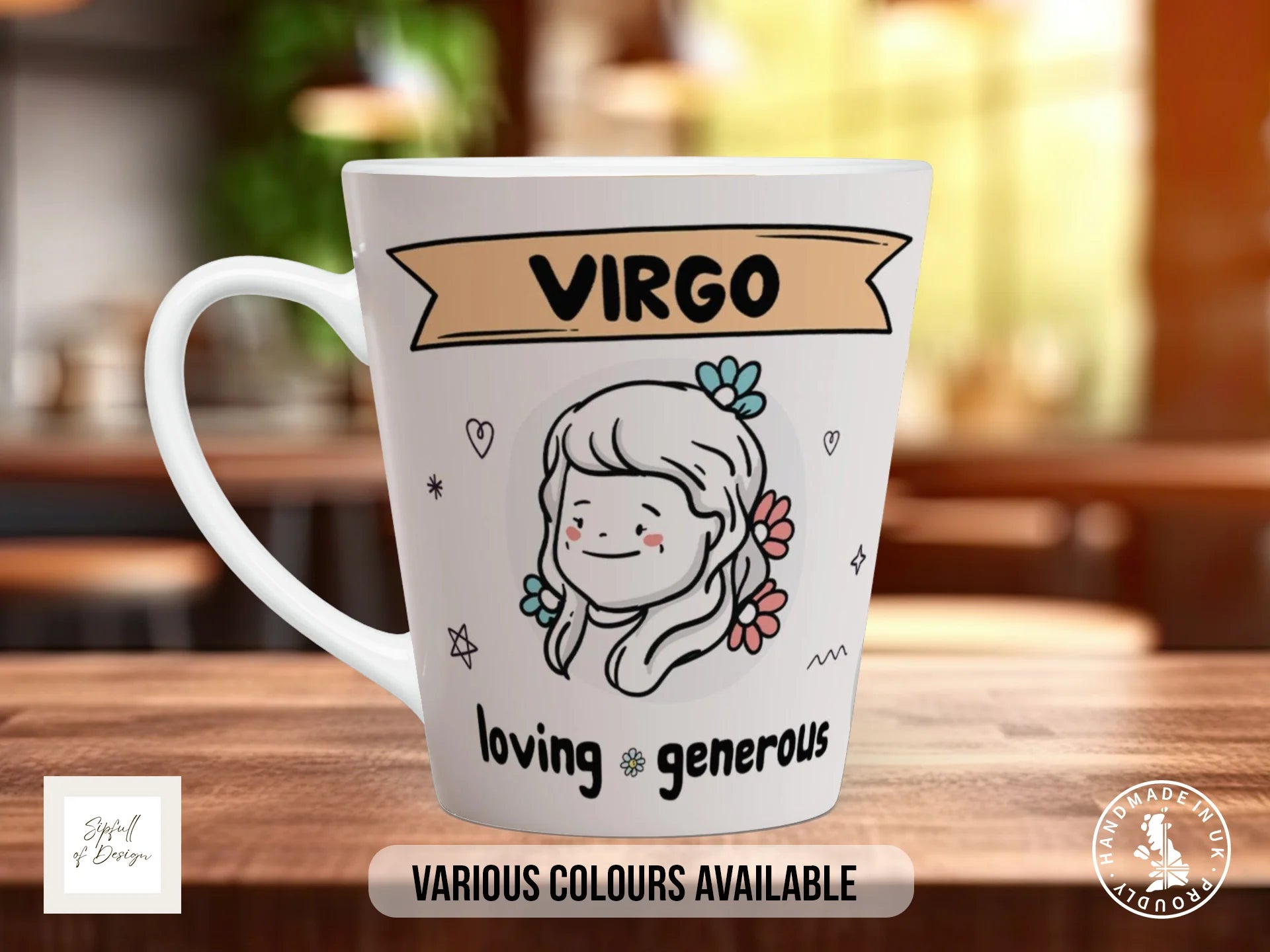 Virgo Zodiac Mug | Loving & Generous | Cute Zodiac Gift 12oz Latte