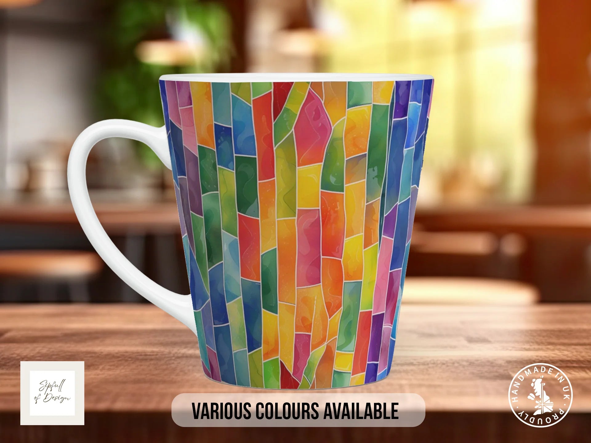 Stained Glass Full Wrap Mug – Design 11 | Gothic Cathedral Columns | Art Mug 12oz Latte