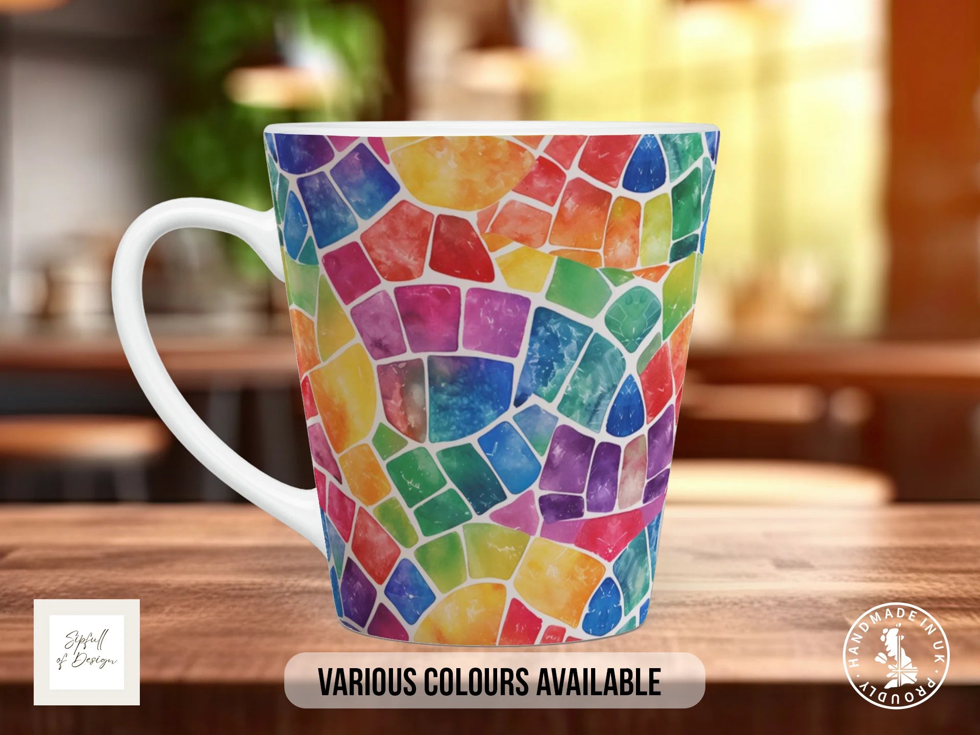 Stained Glass Full Wrap Mug – Design 1 | Gaudí Casa Batlló Mosaic | Art Mug 12oz Latte