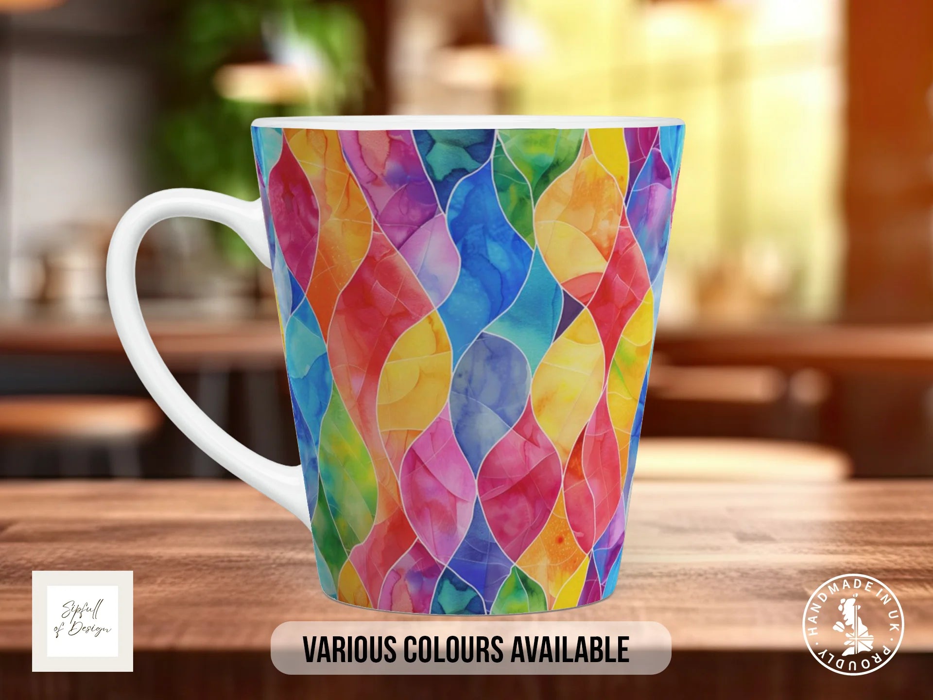 Stained Glass Full Wrap Mug – Design 3 | Moroccan Lantern Lattice | Art Mug 12oz Latte