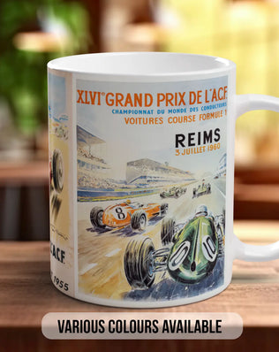 Grand Prix 1950s Mug | Vintage Formula 1 Racing Poster Gift