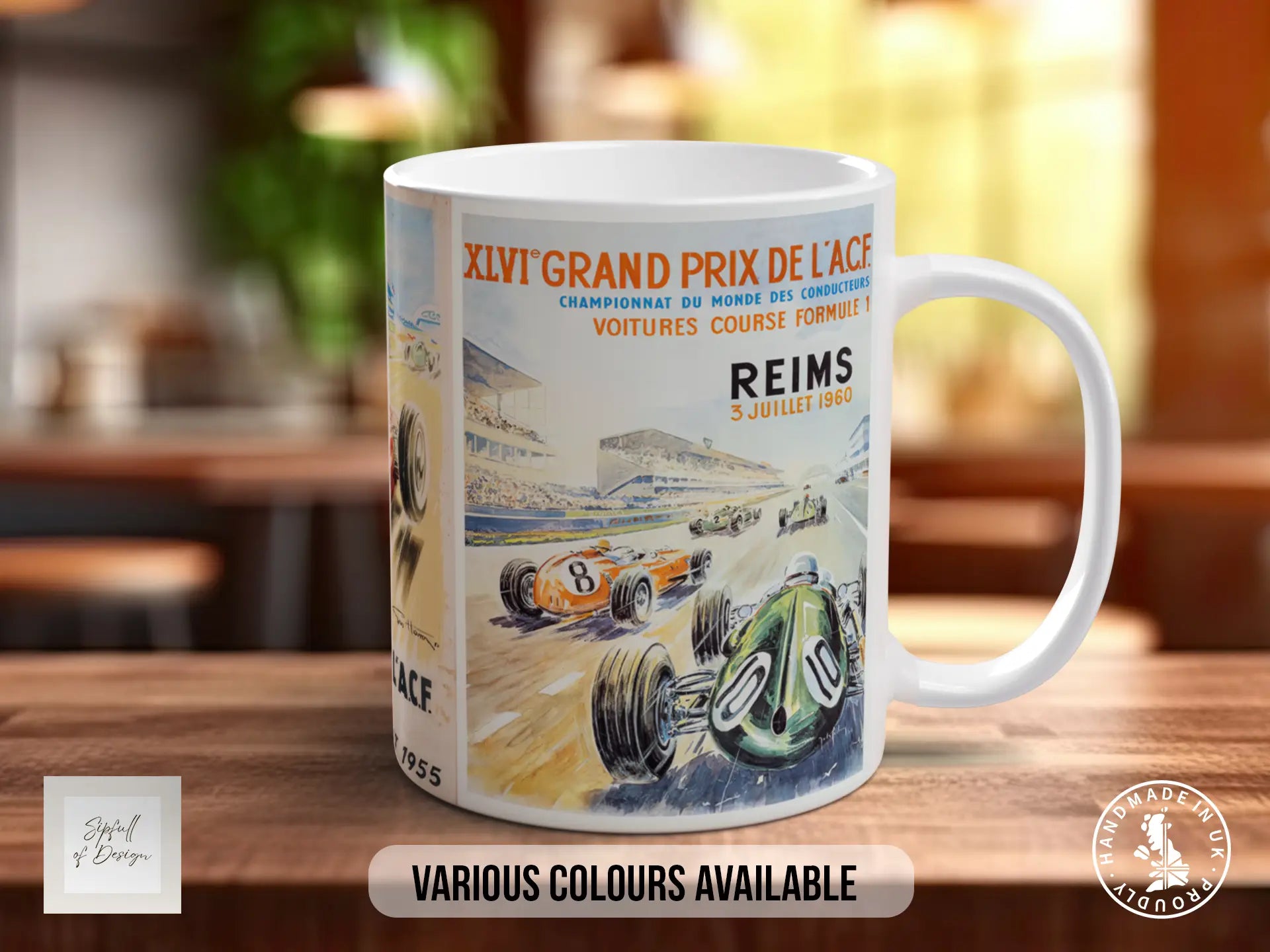 Grand Prix 1950s Mug | Vintage Formula 1 Racing Poster Gift