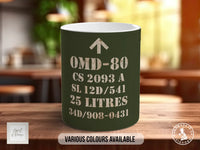 OMD-80 Military Oil Mug | Vintage Army Green Ceramic Cup | Handmade Retro Gift