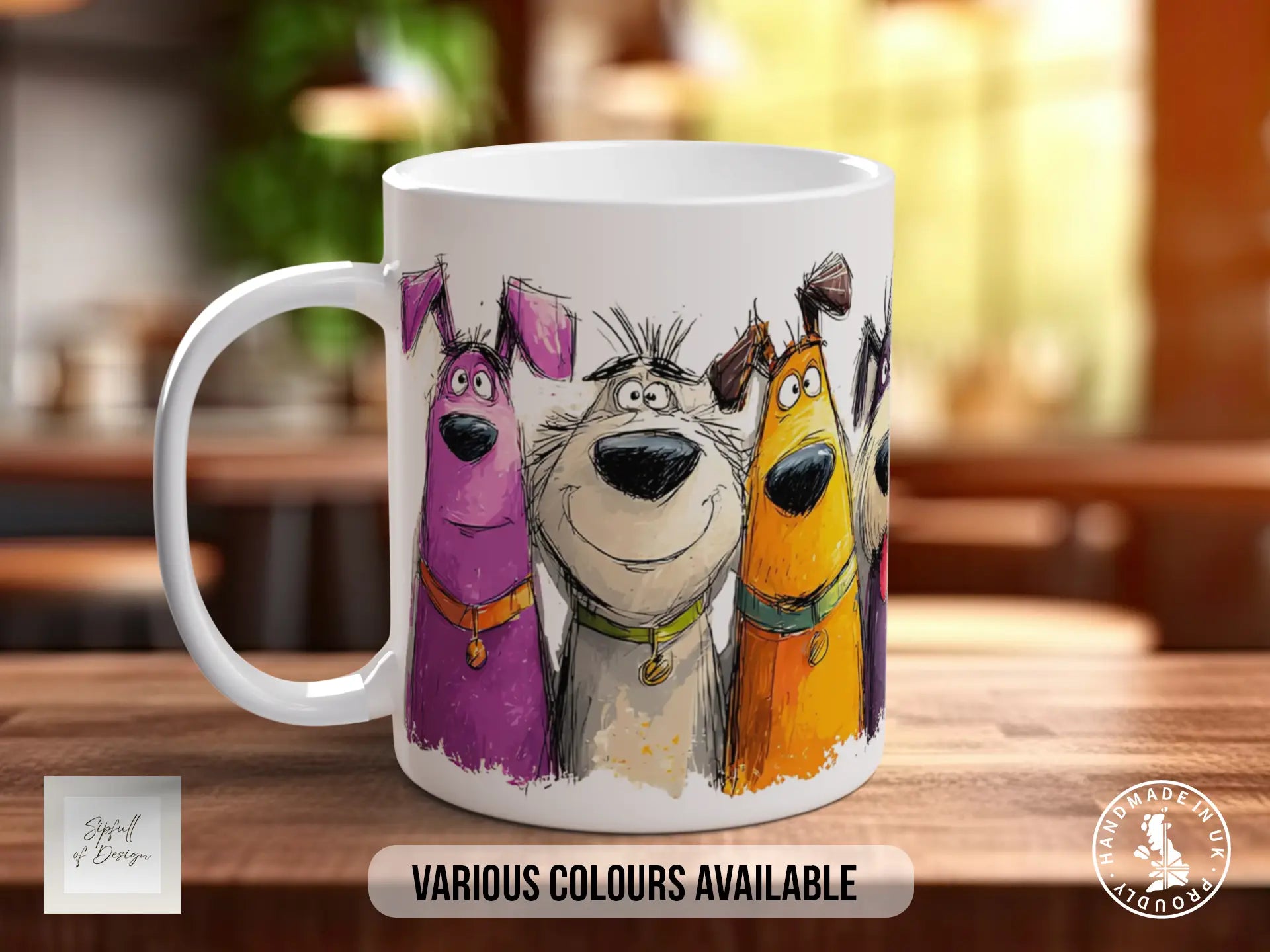 Colourful Dog Crowd Mug | Playful Dog Art