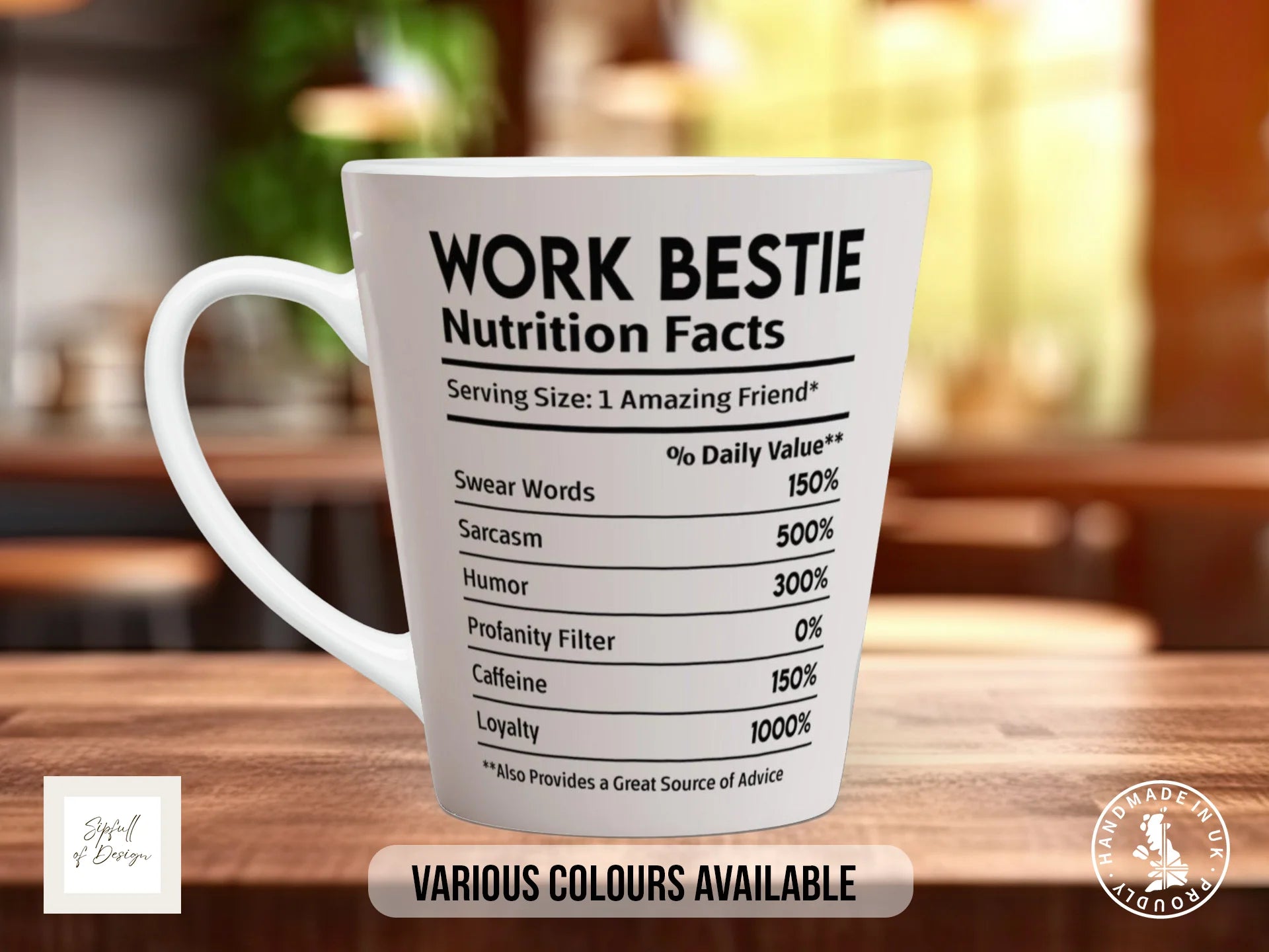 Work Bestie Nutrition Facts Mug | Funny Colleague Gift 12oz Latte