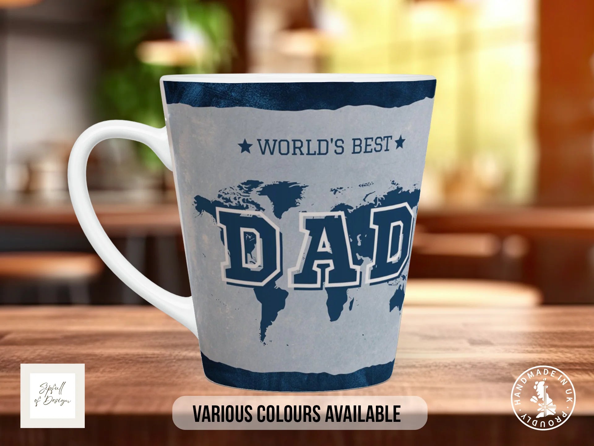 World's Best Dad Mug | Colourful Father's Day Gift 12oz Latte