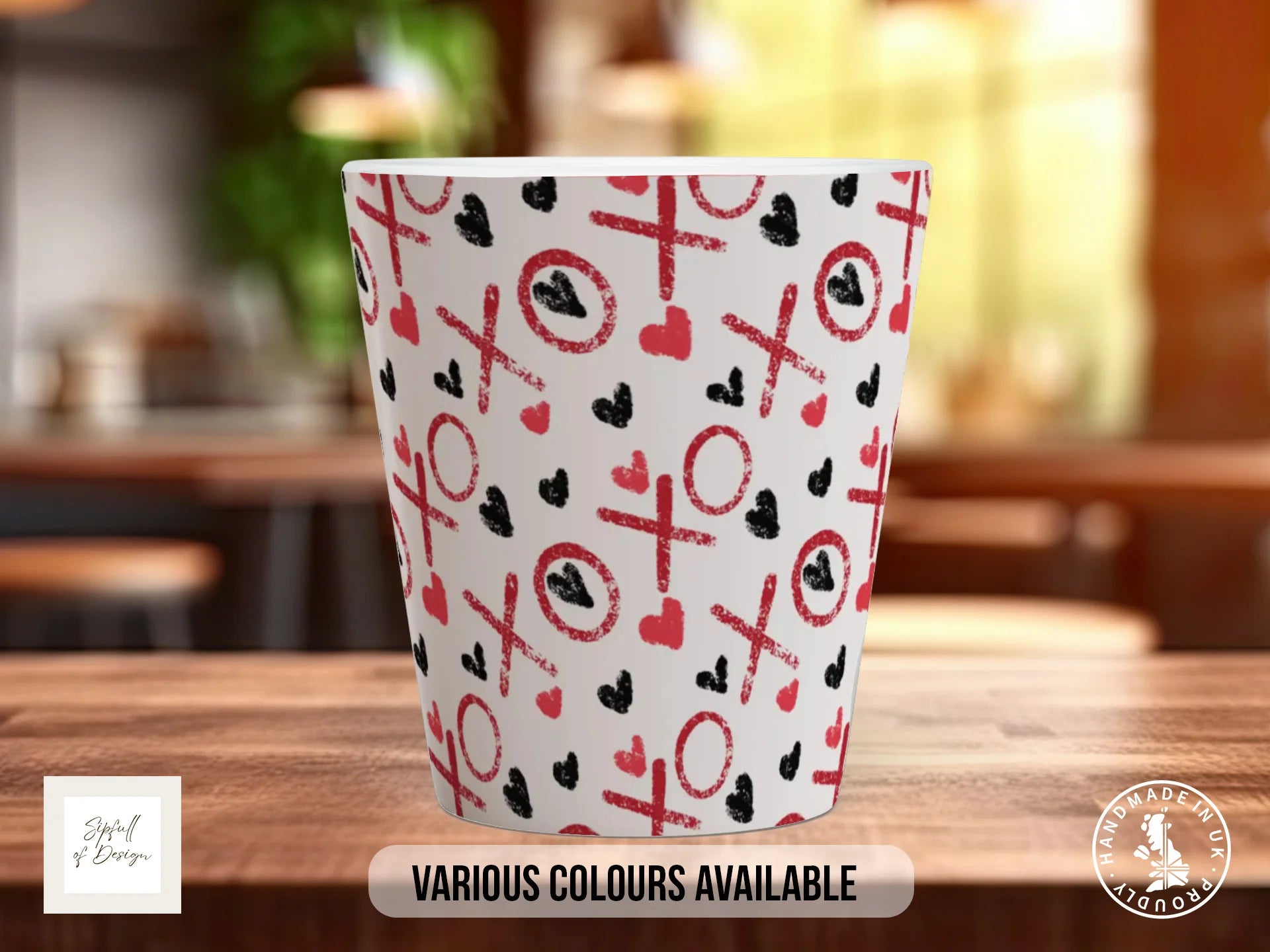 XOXO Love Pattern Mug | Valentine's Day Gift 12oz Latte