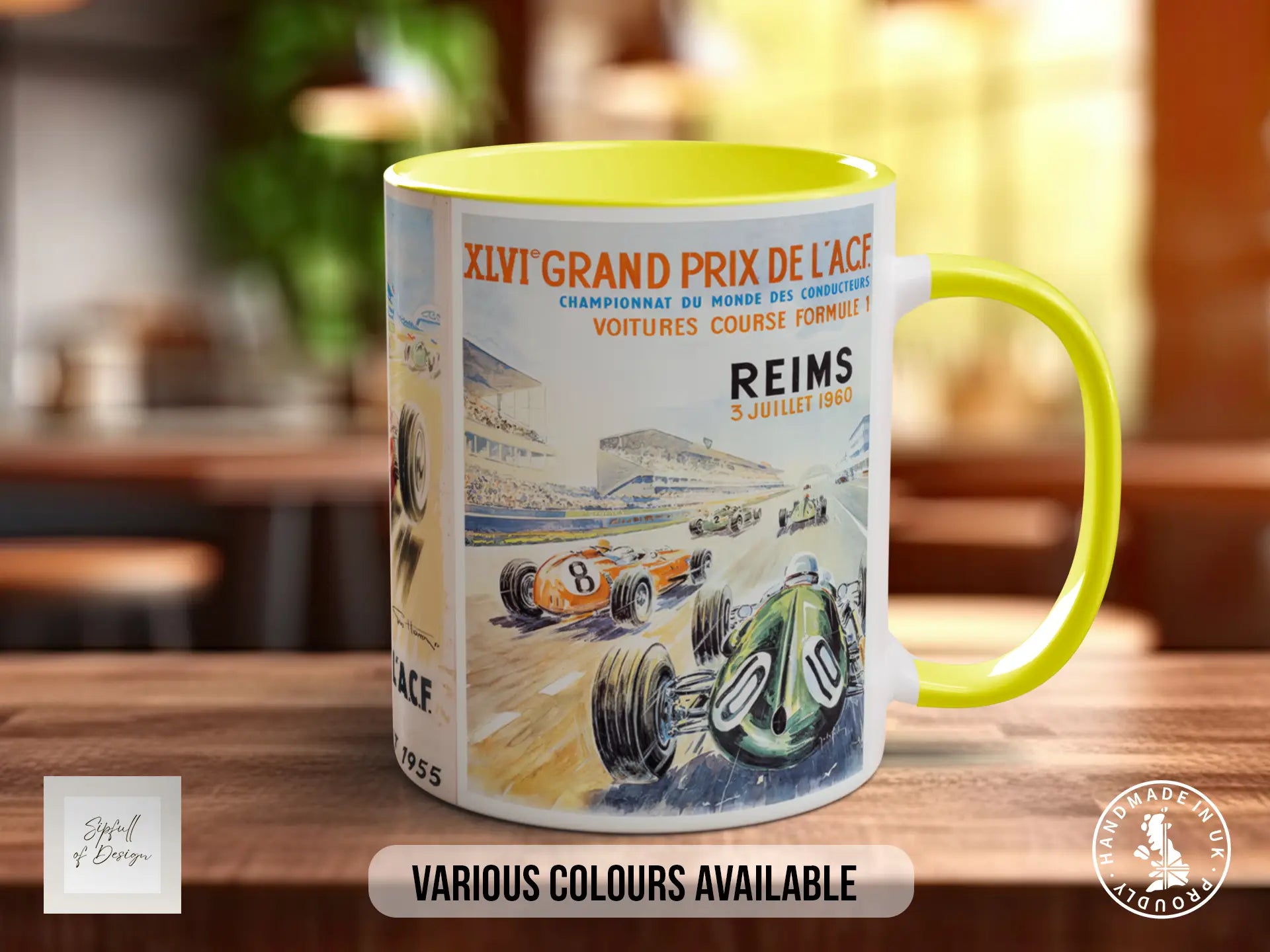 Grand Prix 1950s Mug | Vintage Formula 1 Racing Poster Gift