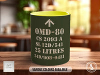 OMD-80 Military Oil Mug | Vintage Army Green Ceramic Cup | Handmade Retro Gift