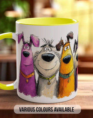 Colourful Dog Crowd Mug | Playful Dog Art