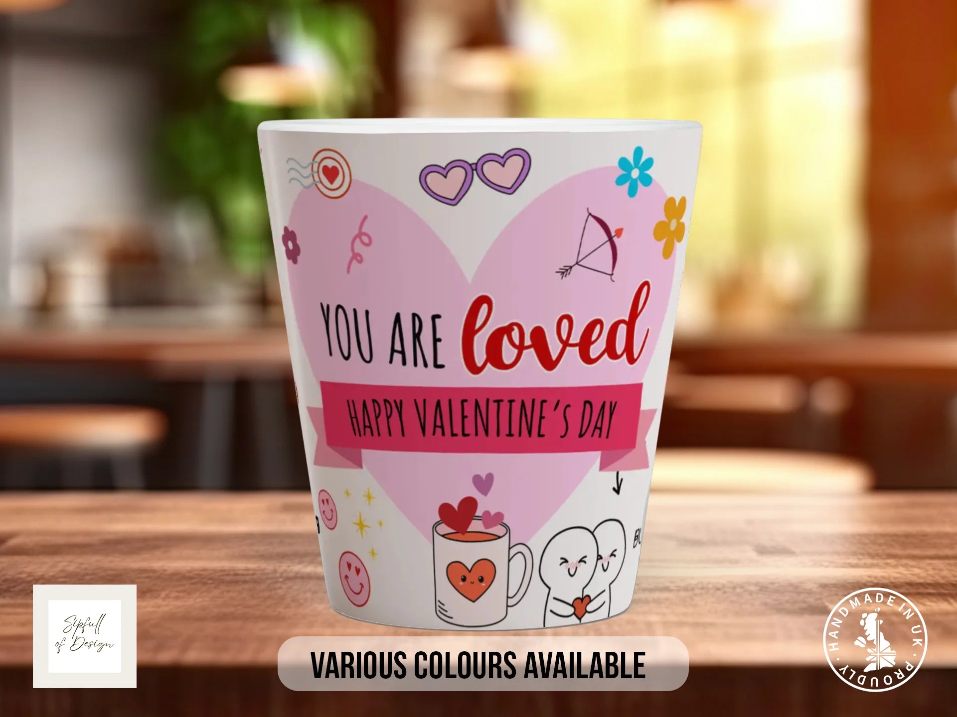 You Are Loved Mug | Happy Valentine's Day Doodle Gift 12oz Latte