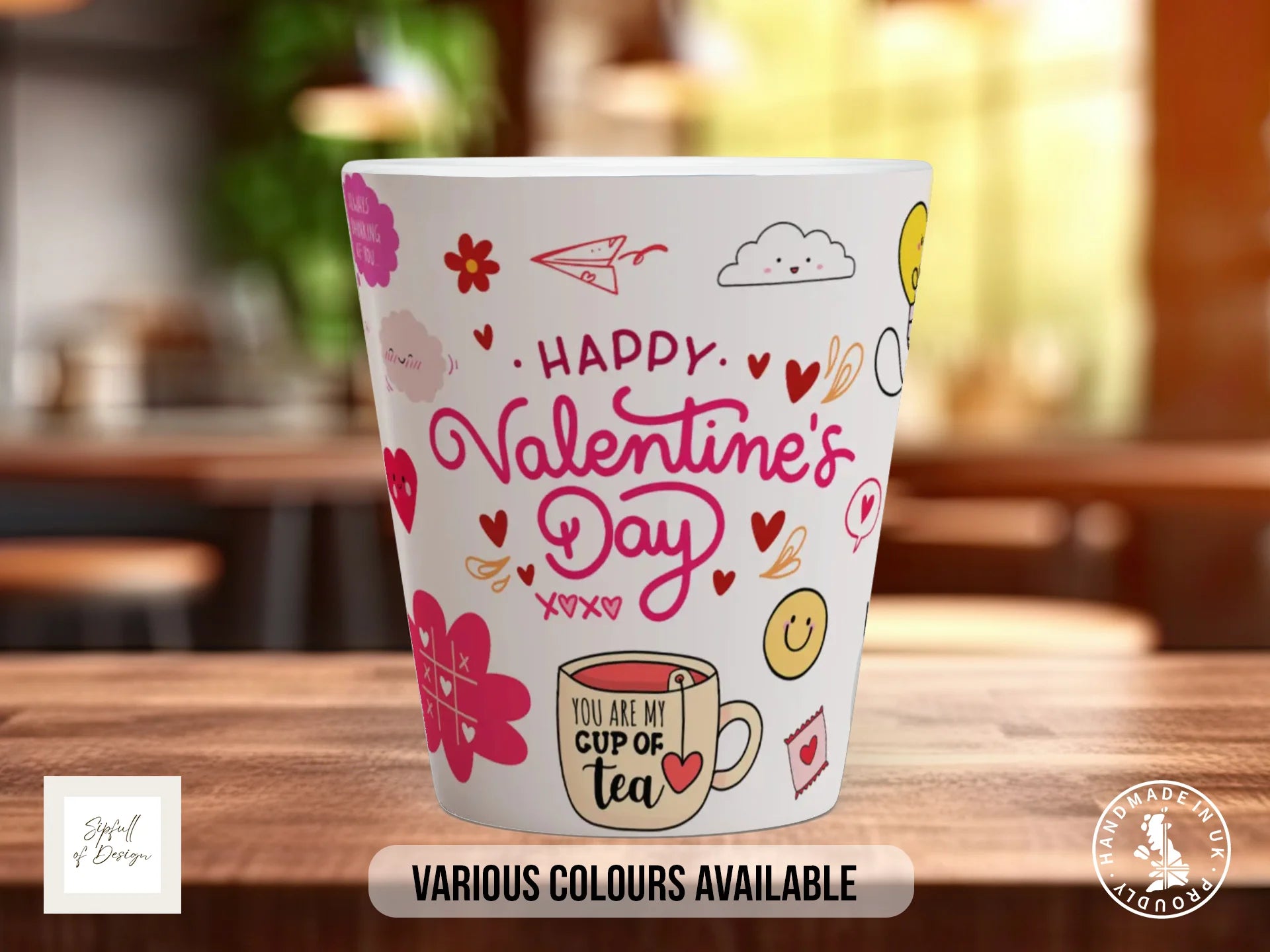 You Are My Cup of Tea Mug | Happy Valentine's Day Doodle Gift 12oz Latte