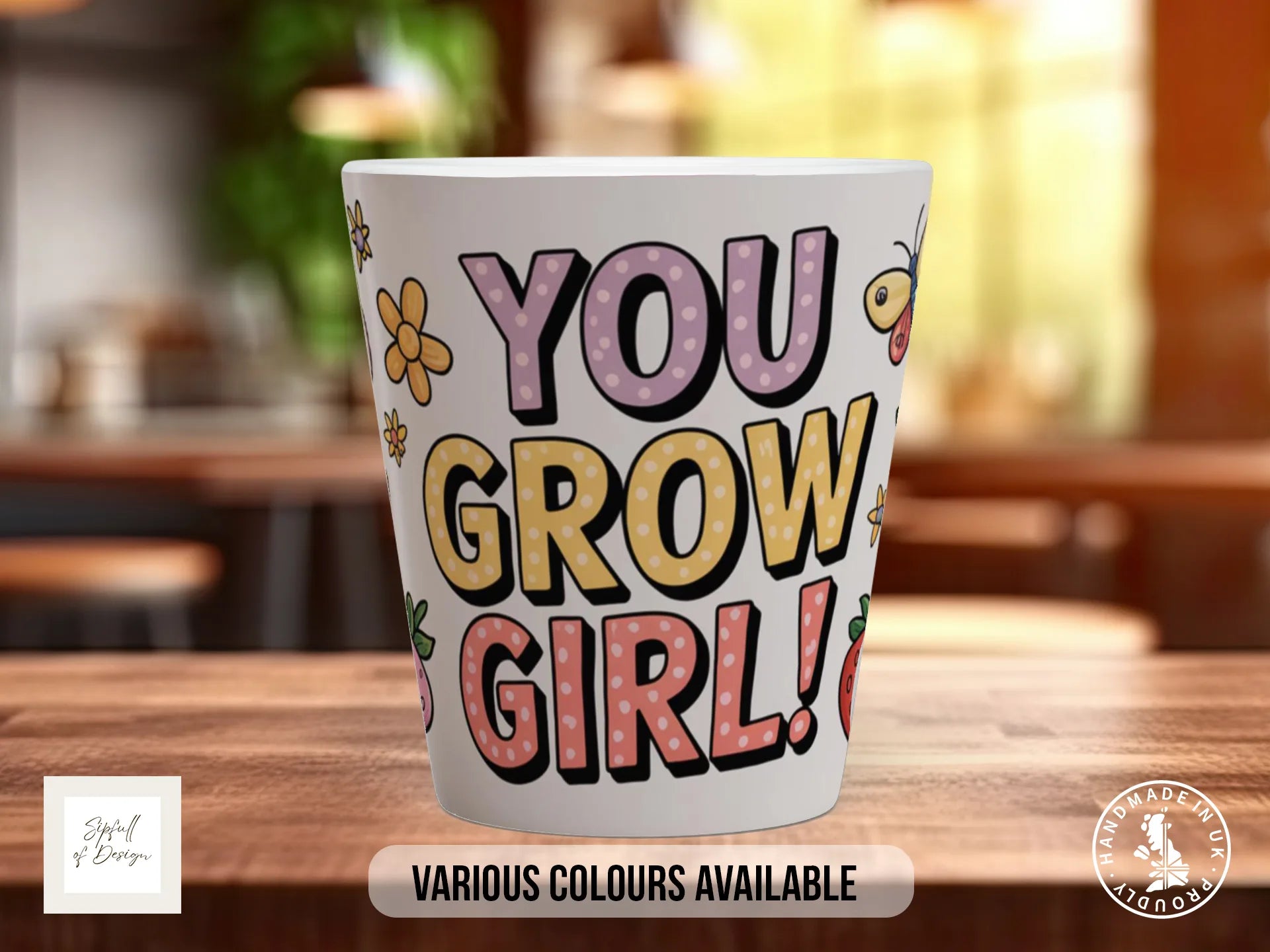 You Grow Girl Mug | Illustrated Motivational Gift 12oz Latte